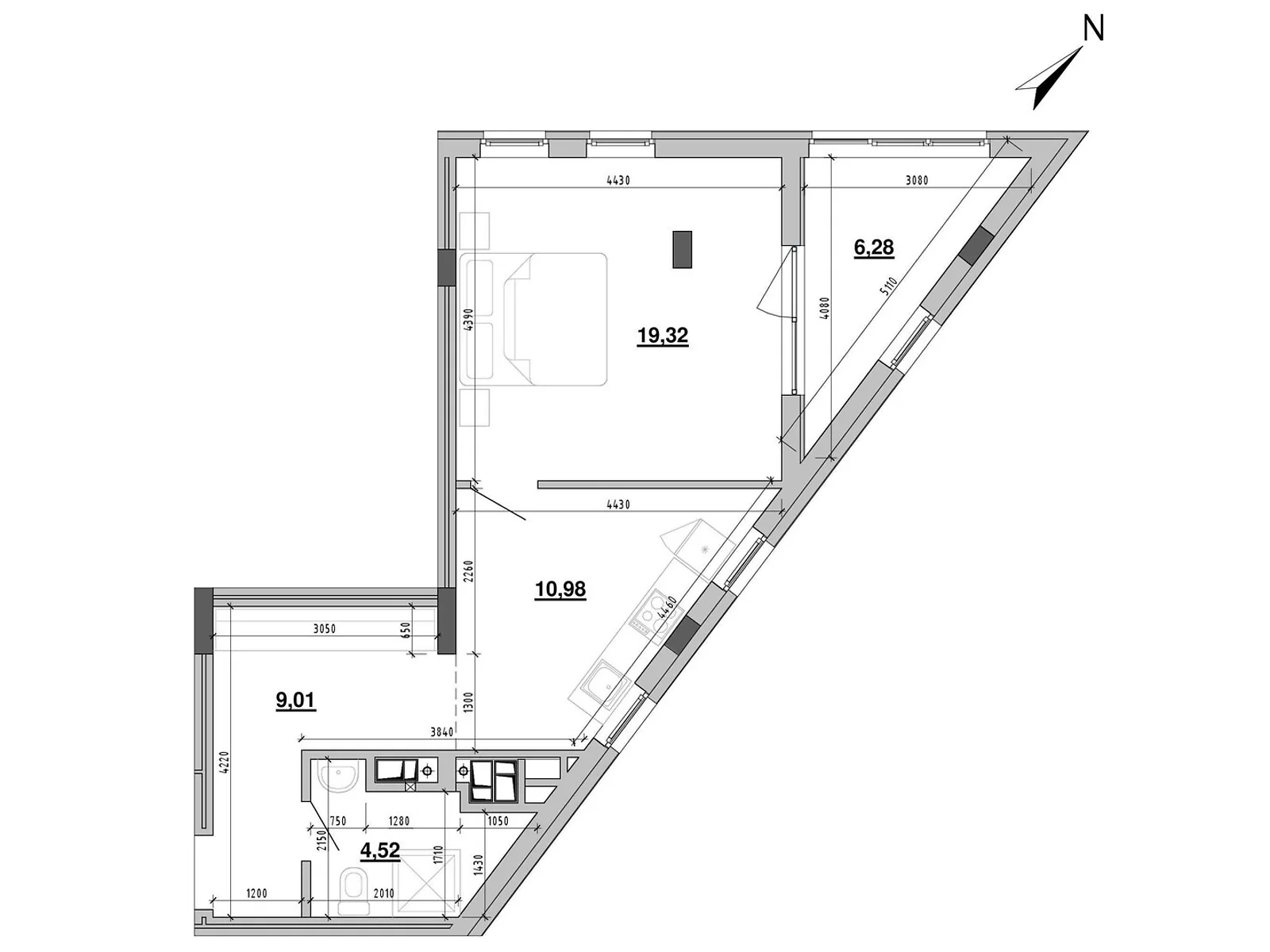 Продается 1-комнатная квартира 50.11 кв. м в Львове, ул. Новознесенская - фото 1