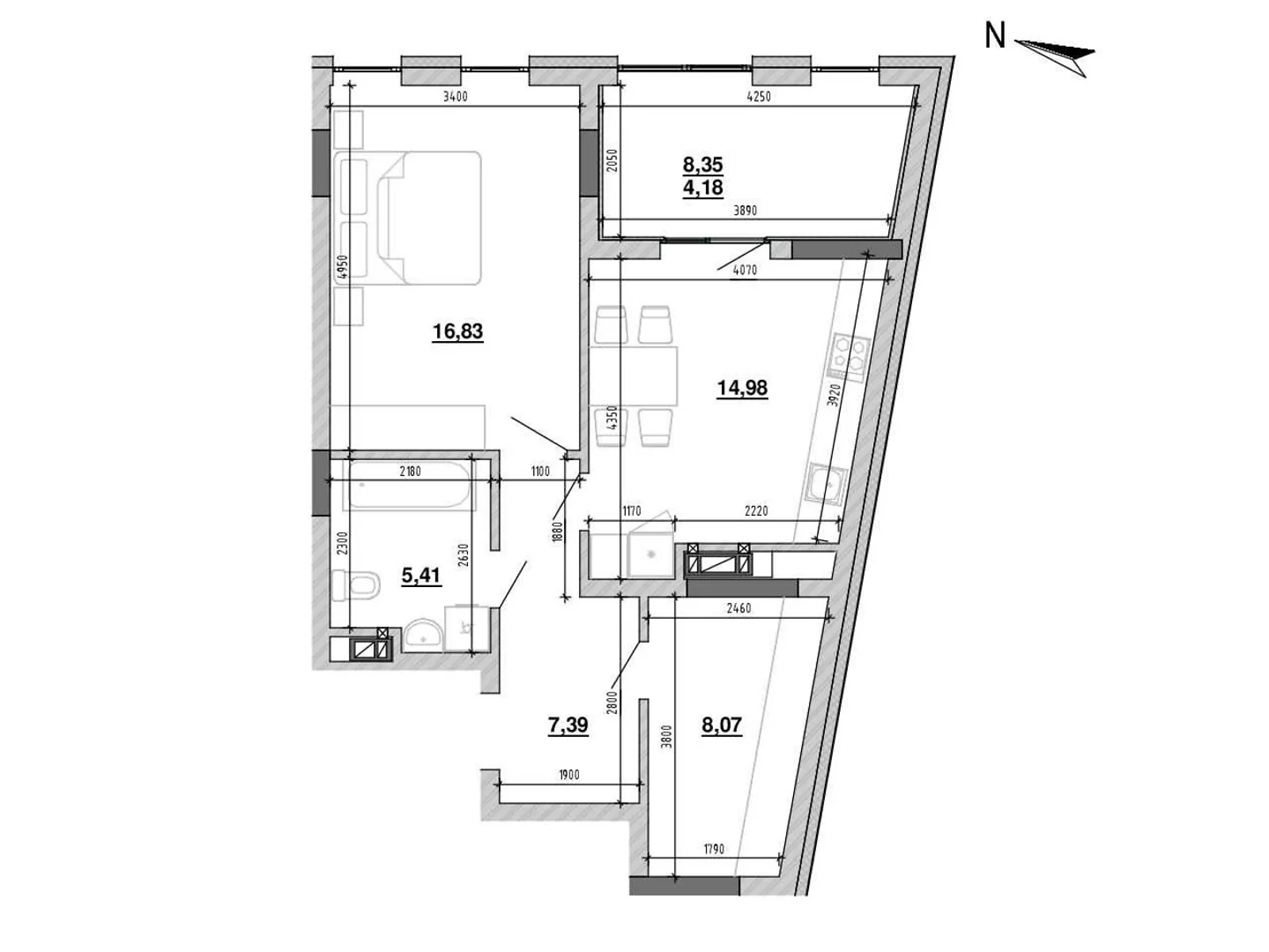 Продается 1-комнатная квартира 61.33 кв. м в Львове, ул. Новознесенская - фото 1