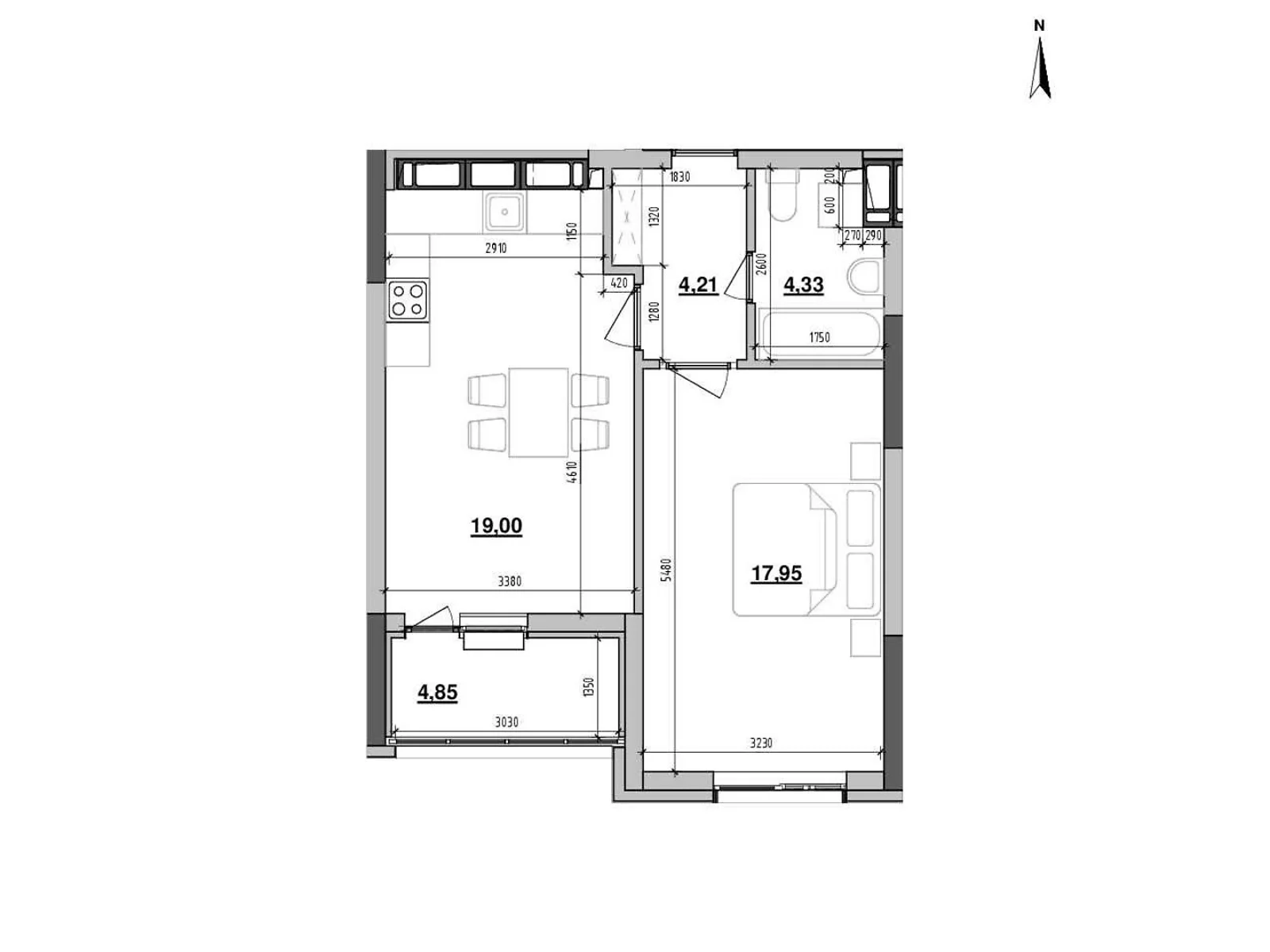 Продается 1-комнатная квартира 50.34 кв. м в Киеве, ул. Коновальца Евгения, 30