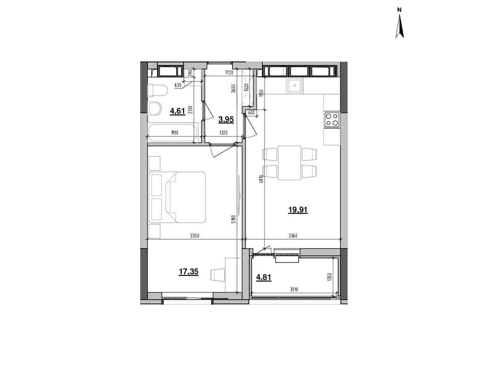 Продается 1-комнатная квартира 50.63 кв. м в Киеве, ул. Коновальца Евгения, 30