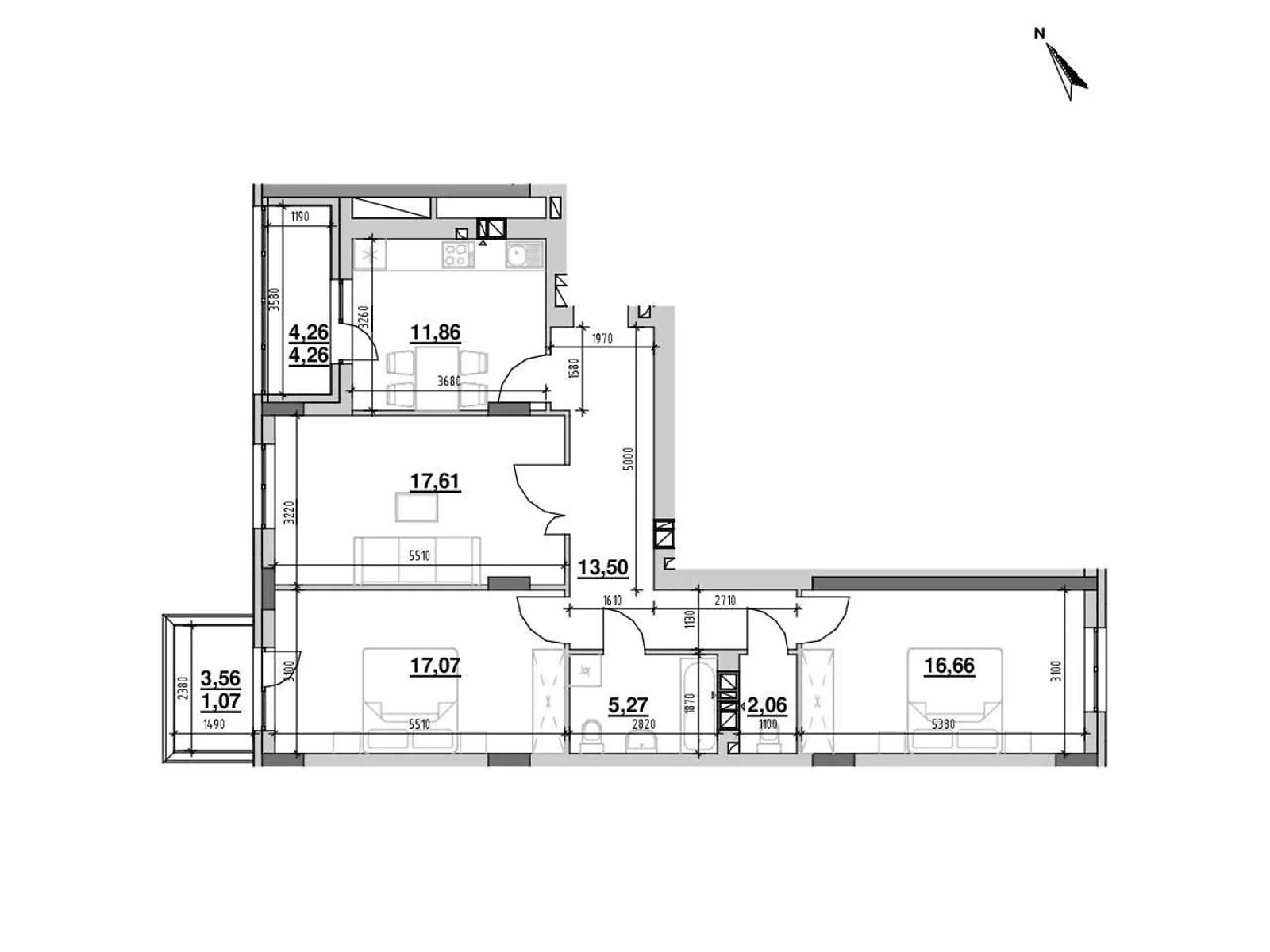 Продается 3-комнатная квартира 91.8 кв. м в Львове, ул. Рудненская, 8