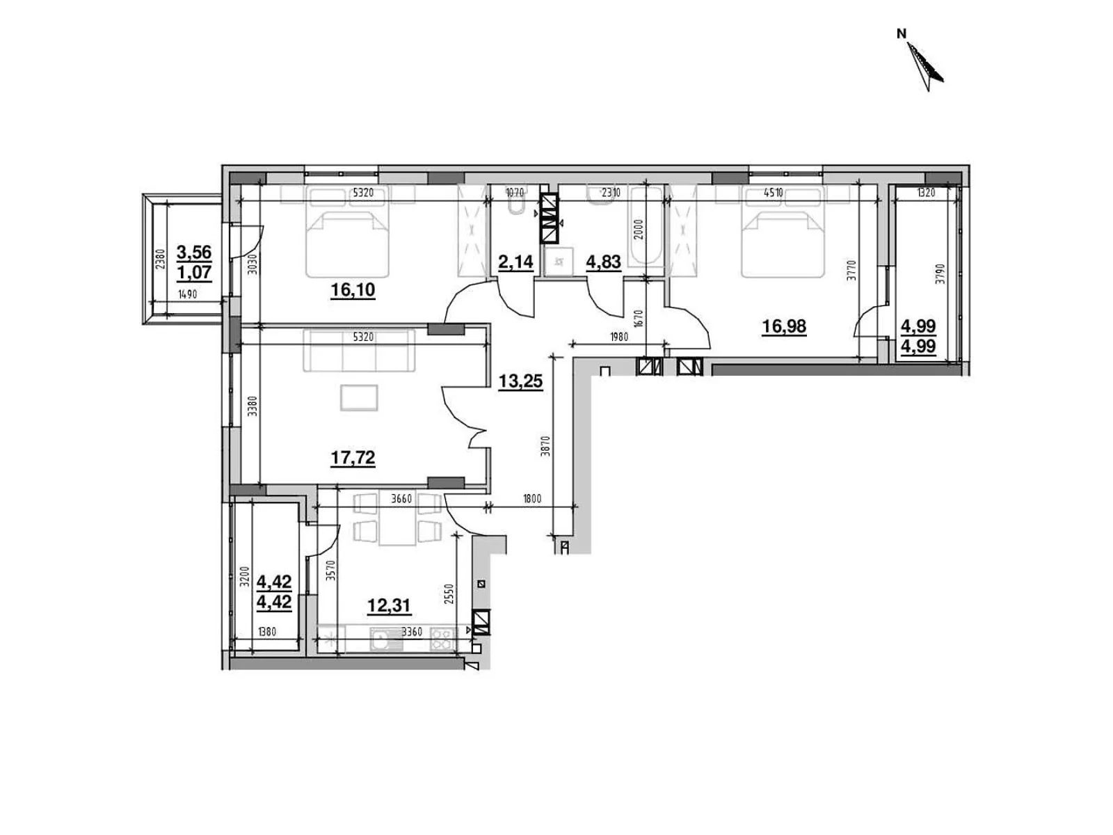 Продается 3-комнатная квартира 96.5 кв. м в Львове, ул. Рудненская, 8 - фото 1