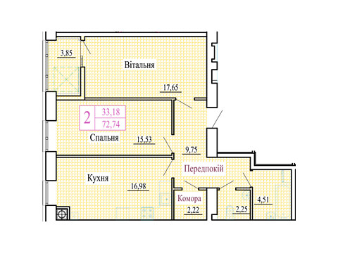 Продается 2-комнатная квартира 72.74 кв. м в Луцке, вул. Христианская