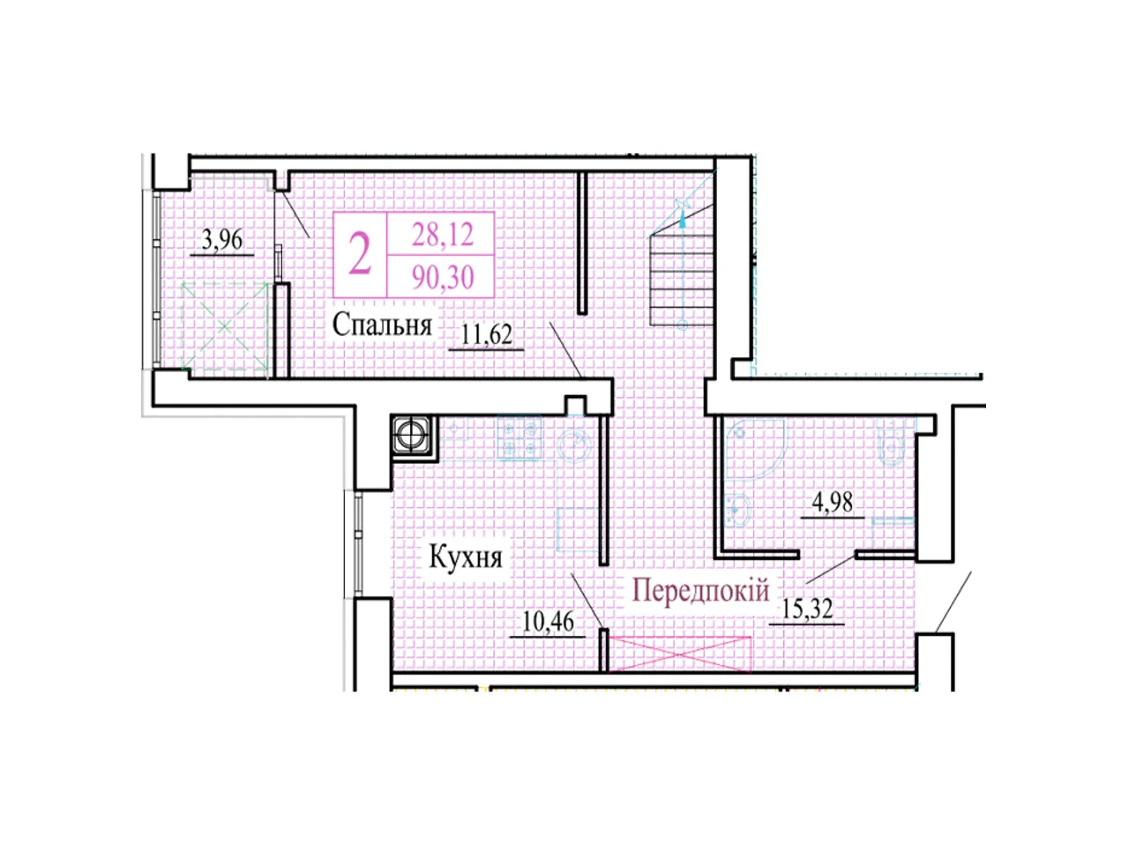 2-комнатная квартира 90.3 кв. м в Луцке, ул. Христианская, 42