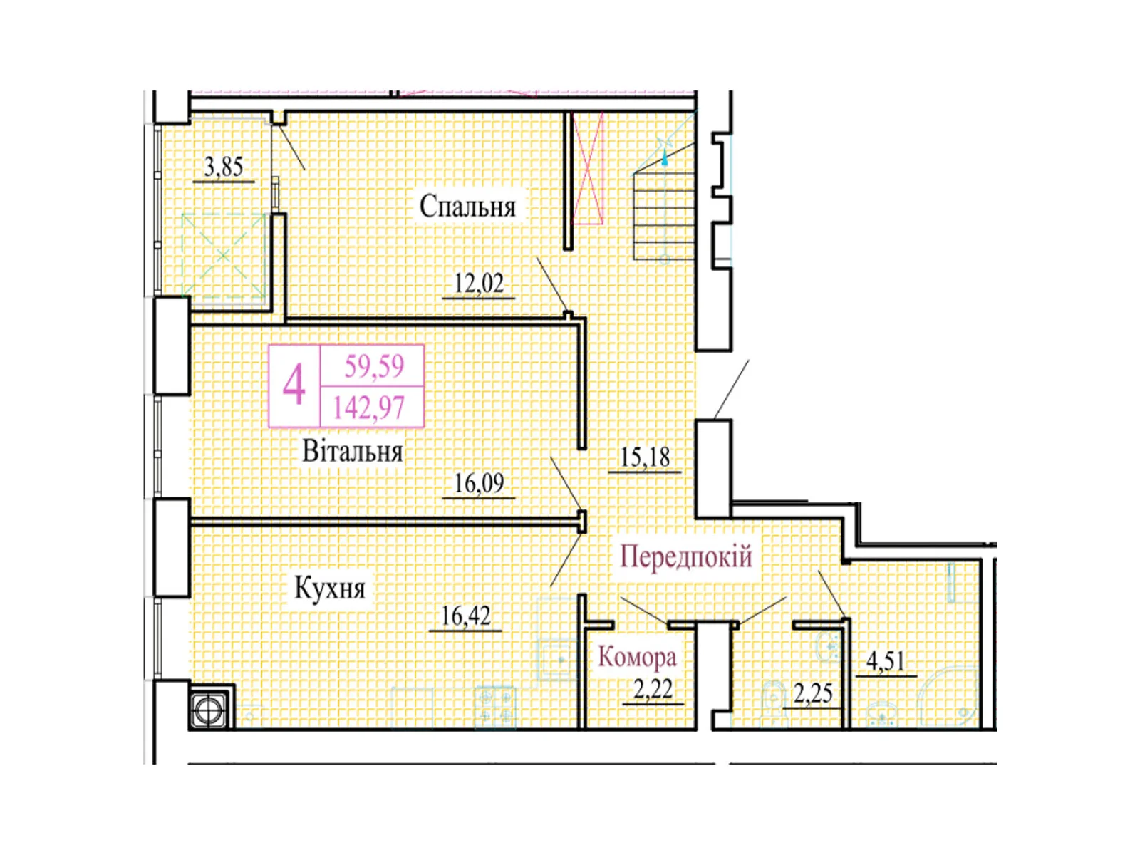 4-комнатная квартира 142.97 кв. м в Луцке, цена: 121829 $