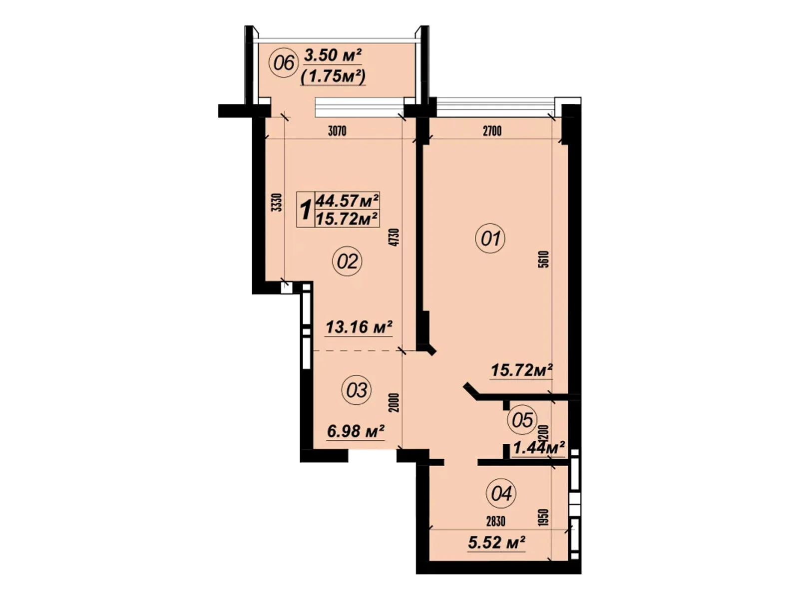 Продається 1-кімнатна квартира 43.88 кв. м у Глевасі, цена: 35235 $ - фото 1