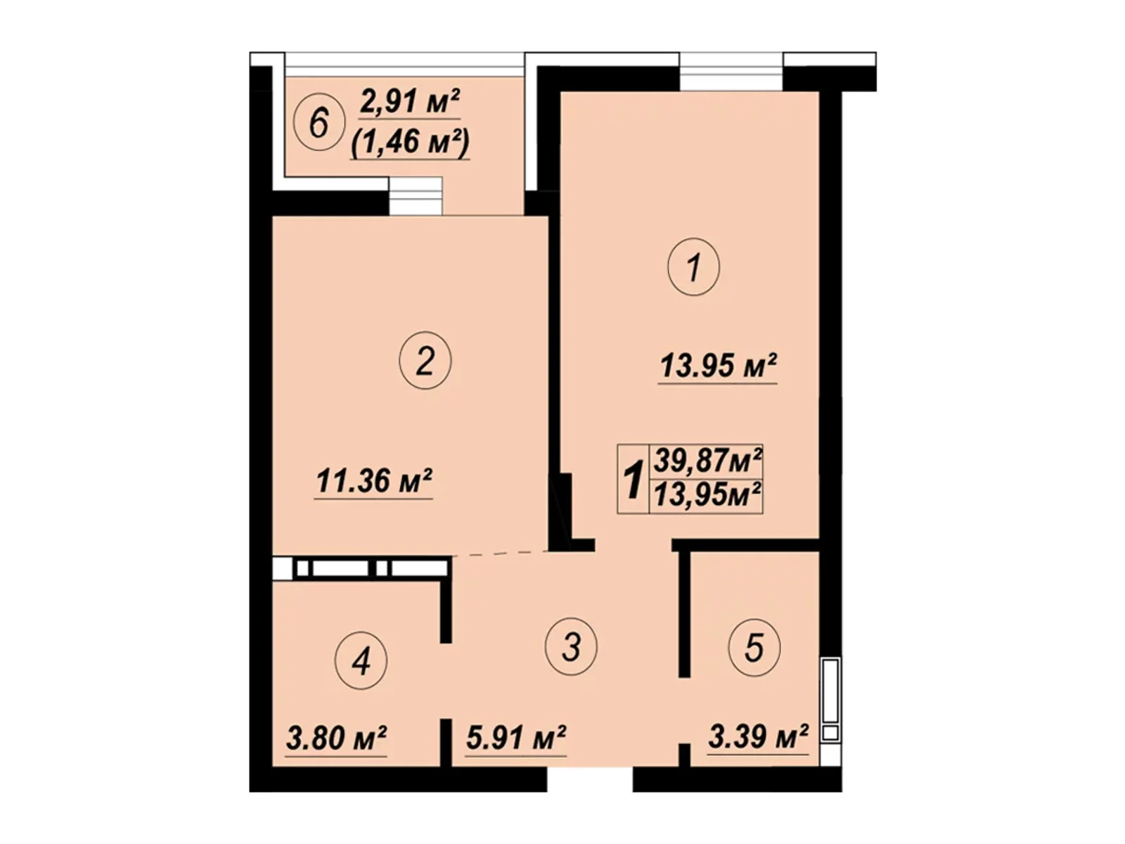 Продается 1-комнатная квартира 39.87 кв. м в Глевахе, ул. Стуса, 2