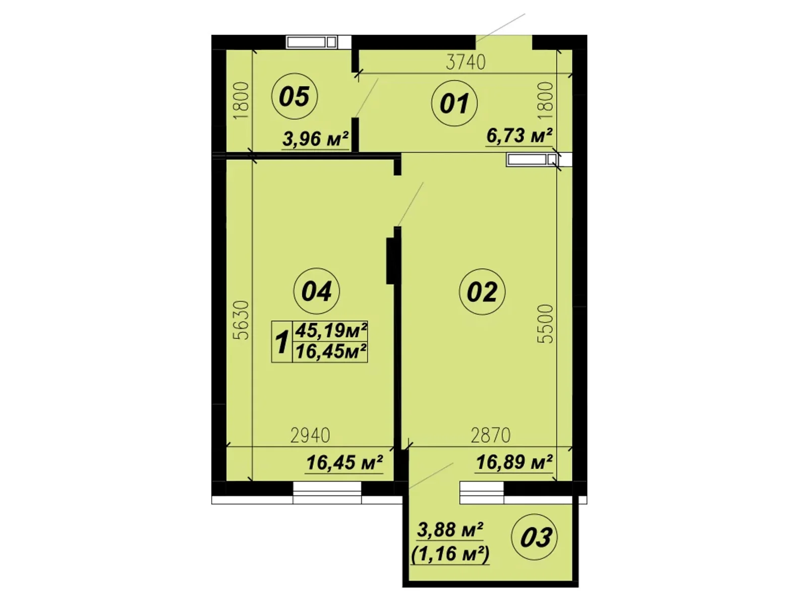 Продается 1-комнатная квартира 45.19 кв. м в Глевахе, ул. Стуса, 2