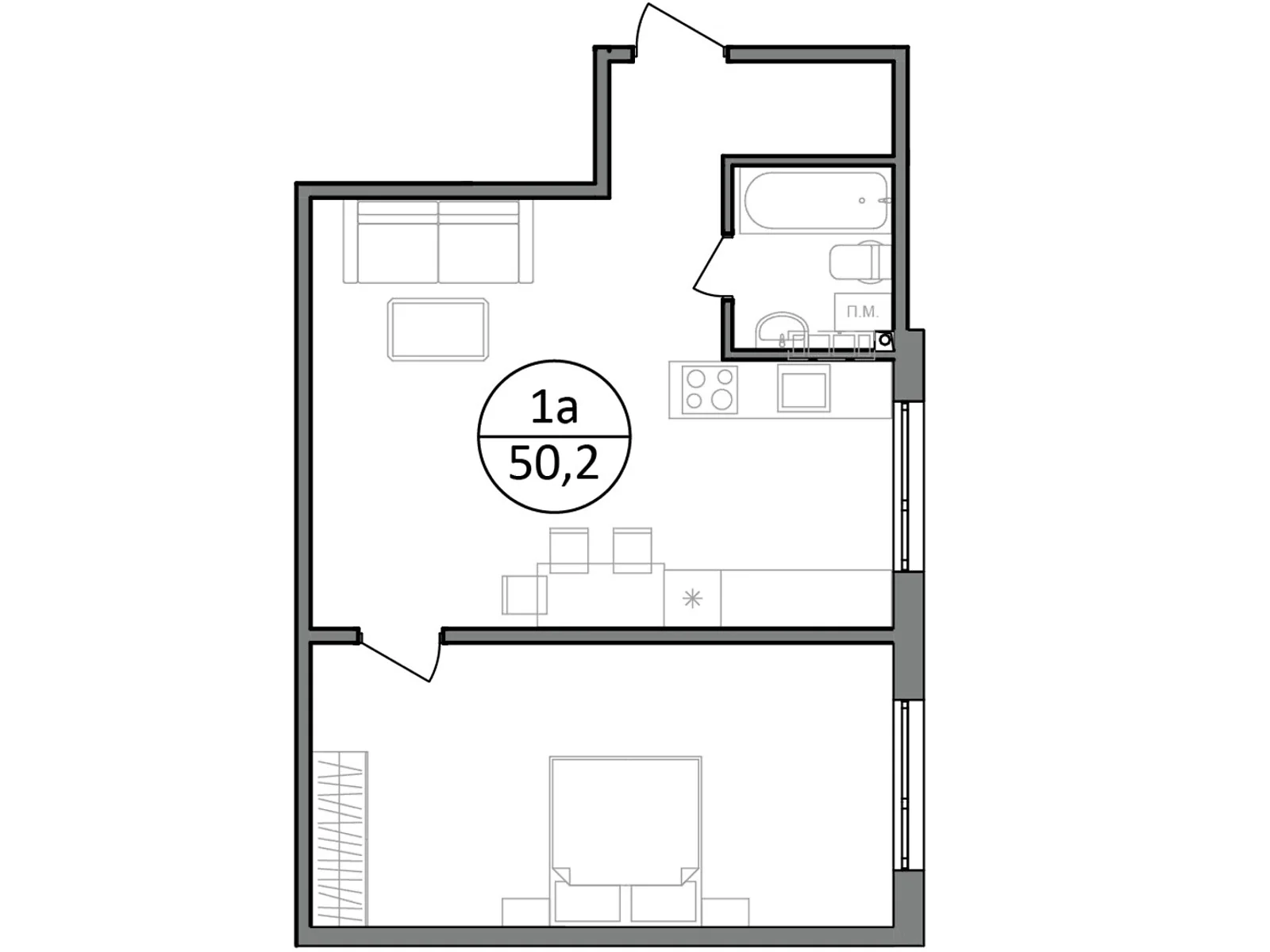 Продается 1-комнатная квартира 50.1 кв. м в Басовке, Кольцевая дор. - фото 1