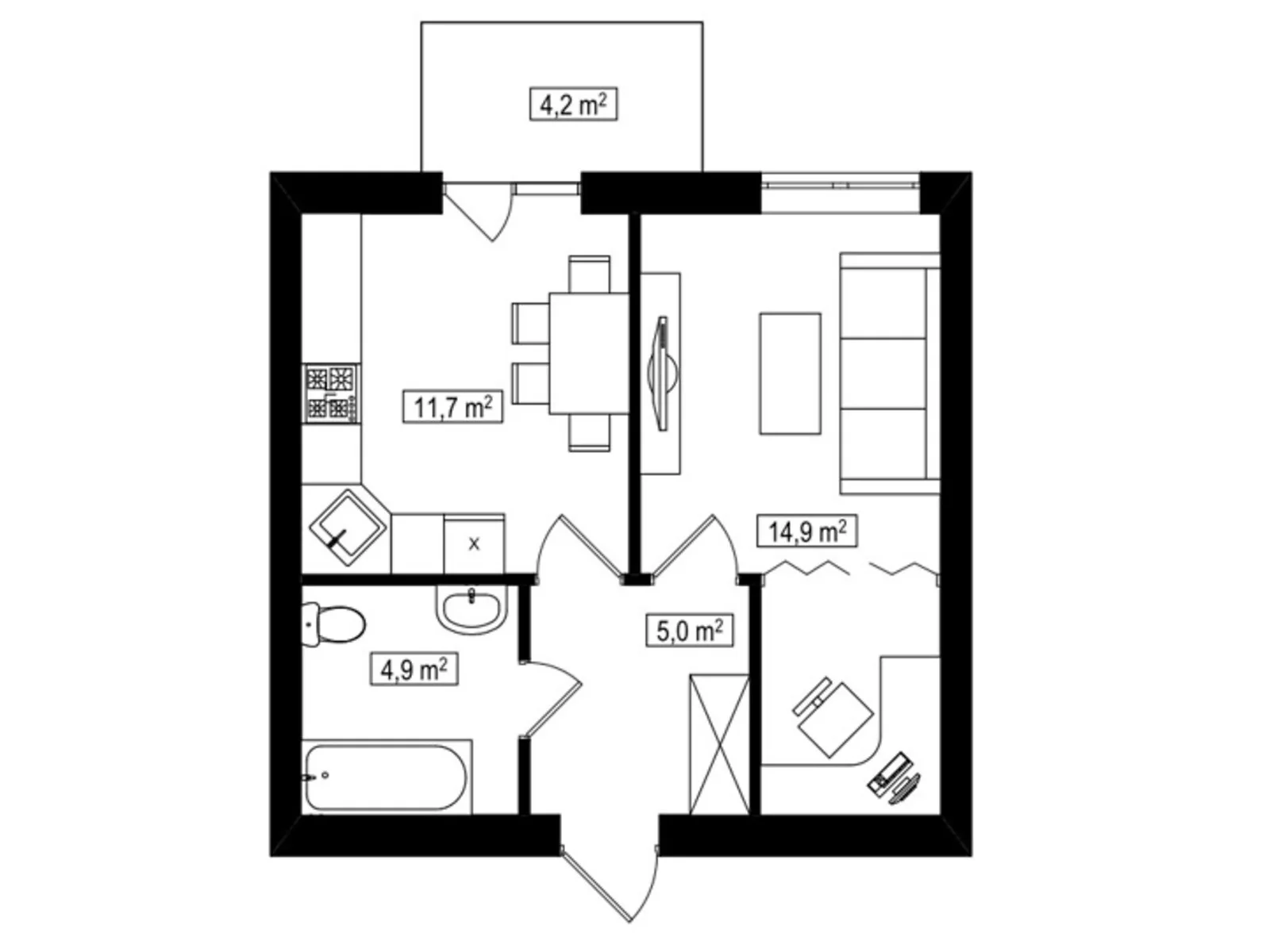 Продается 1-комнатная квартира 37.8 кв. м в Белогородке, цена: 22737 $