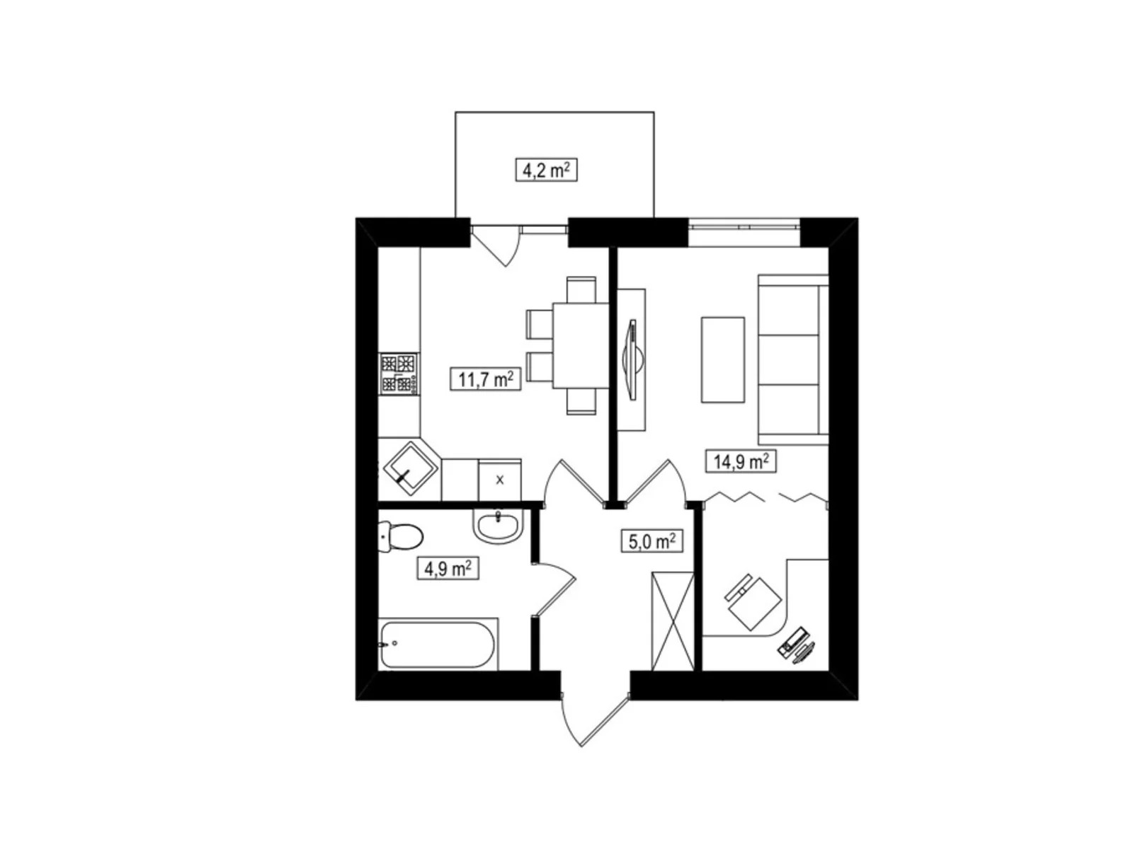 Продается 1-комнатная квартира 37.8 кв. м в Белогородке, ул. Счастливая - фото 1