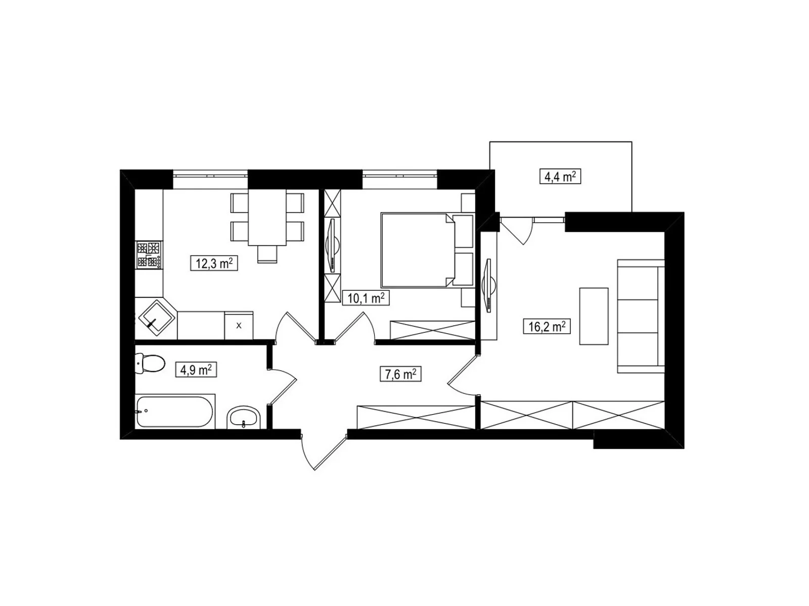 Продается 2-комнатная квартира 53.3 кв. м в Белогородке, ул. Счастливая - фото 1