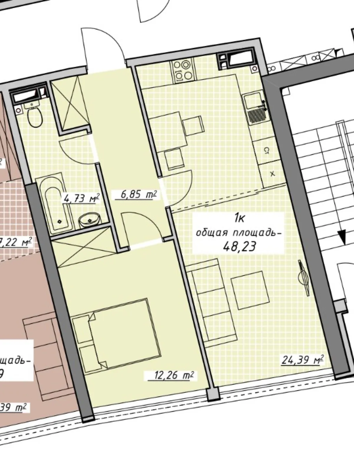 Продается 1-комнатная квартира 48 кв. м в Одессе, пер. Курортный, 2