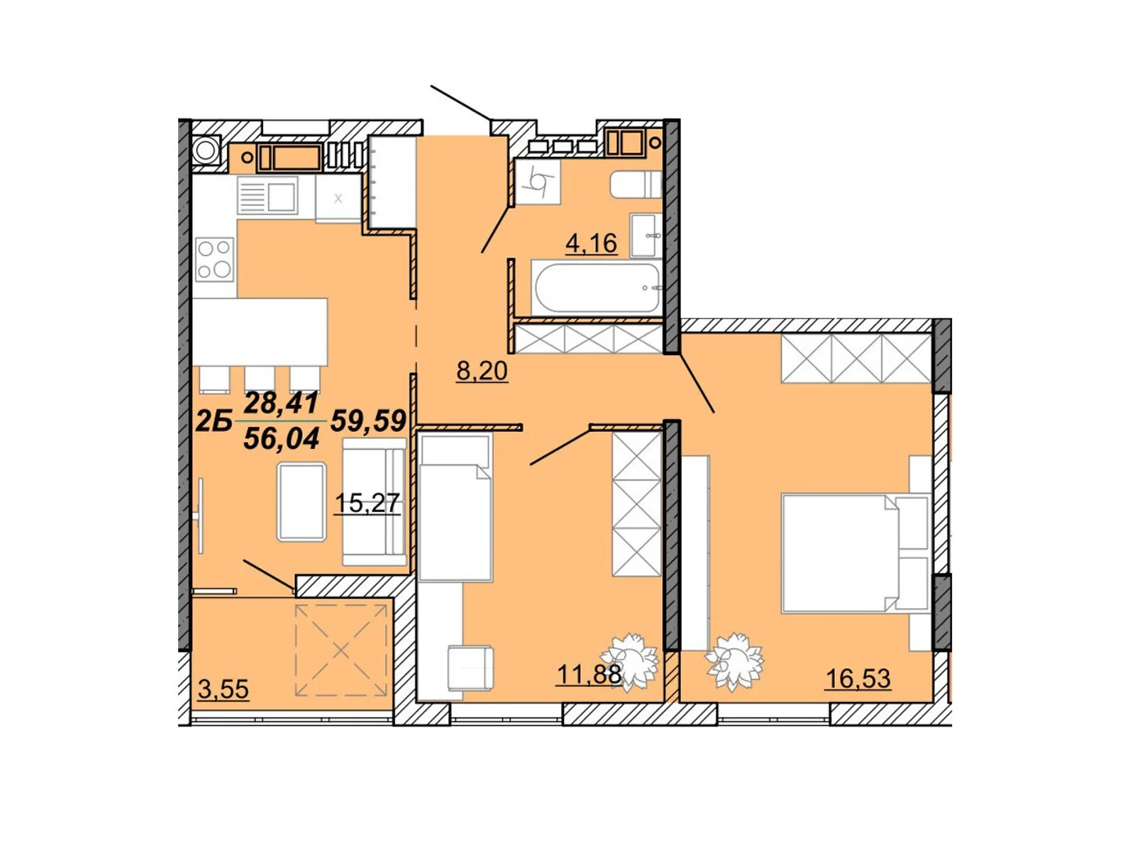 Продается 2-комнатная квартира 59.59 кв. м в Кременце, ул. Дубенская, 50