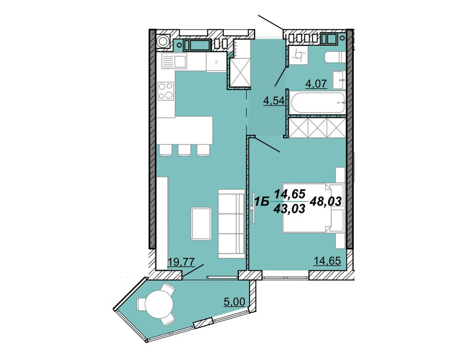 Продається 1-кімнатна квартира 48.03 кв. м у Кременці - фото 1