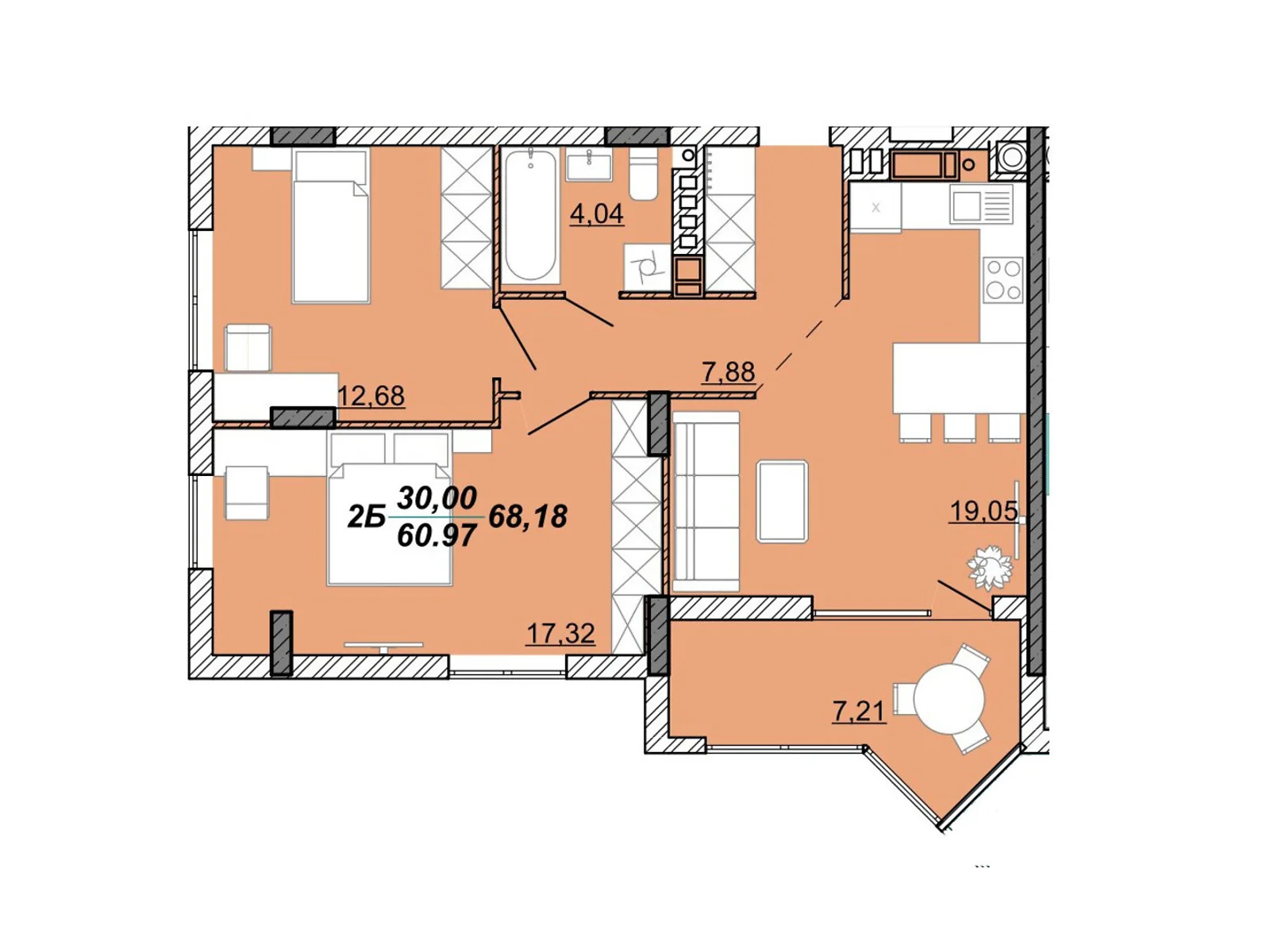 Продається 2-кімнатна квартира 68.18 кв. м у Кременці, цена: 36135 $