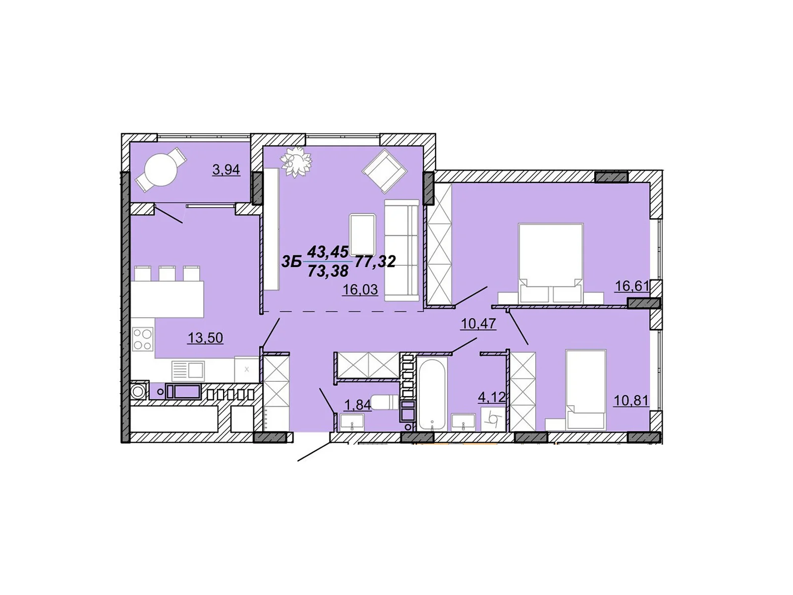 Продается 3-комнатная квартира 77.32 кв. м в Кременце, цена: 38660 $ - фото 1