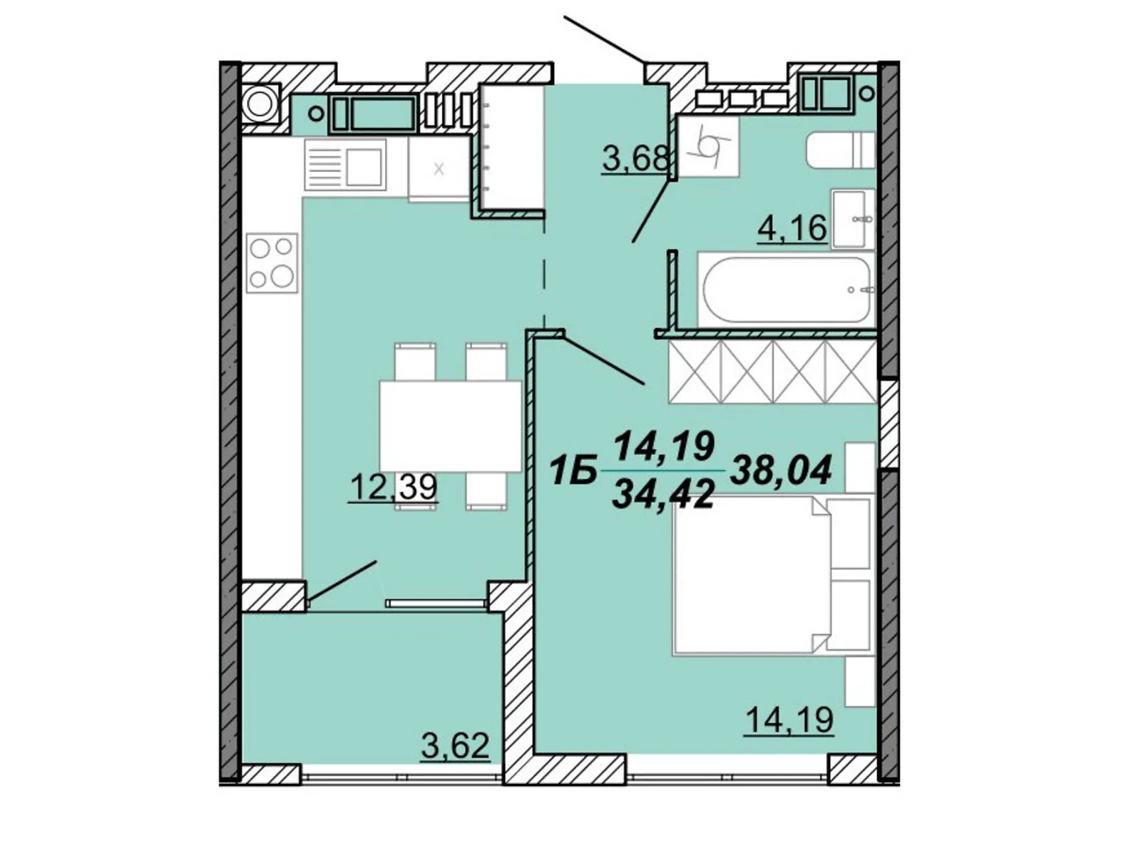 Продается 1-комнатная квартира 38.04 кв. м в Кременце, цена: 20922 $ - фото 1