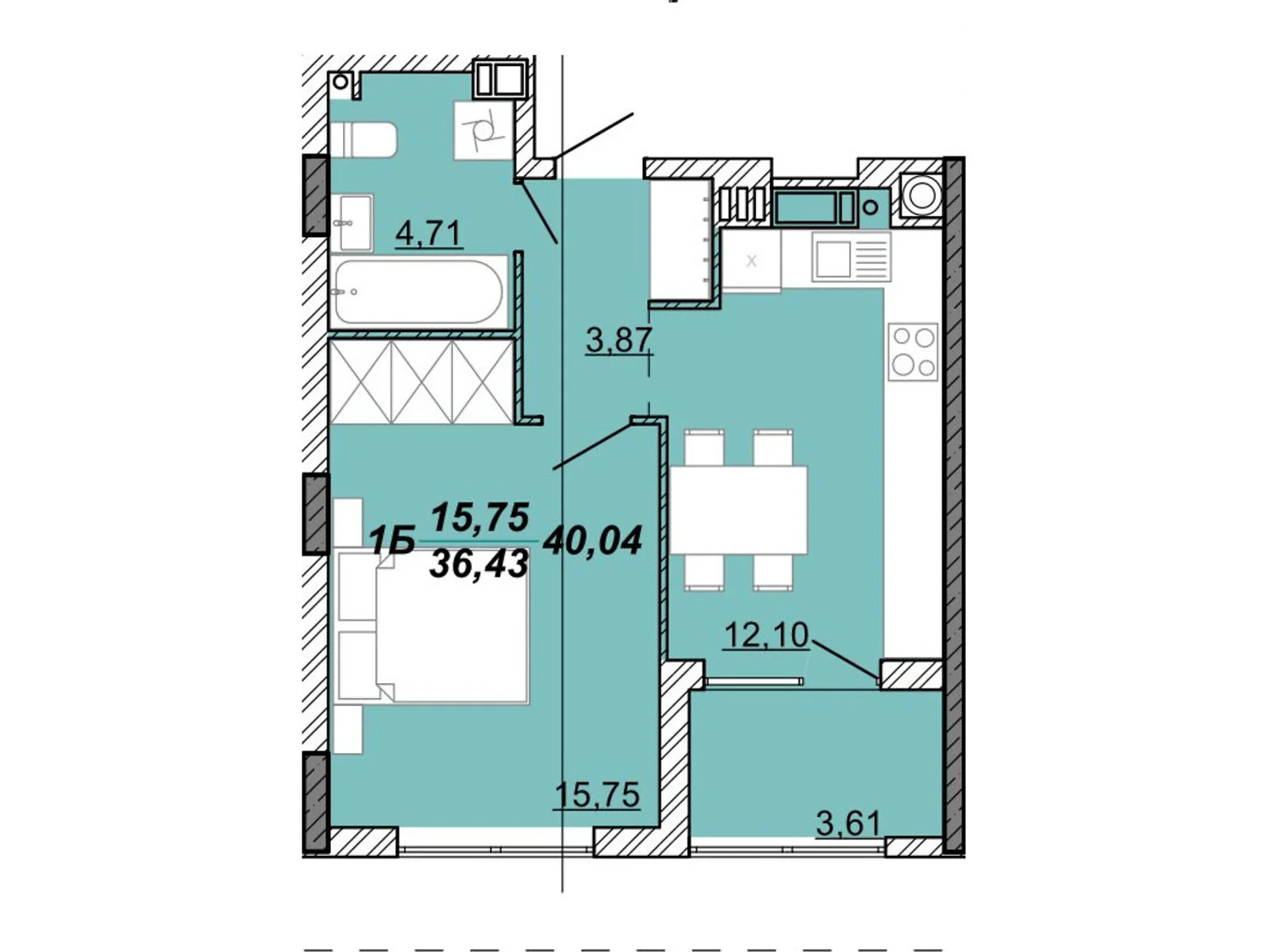 Продается 1-комнатная квартира 40.04 кв. м в Кременце, ул. Дубенская, 50 - фото 1