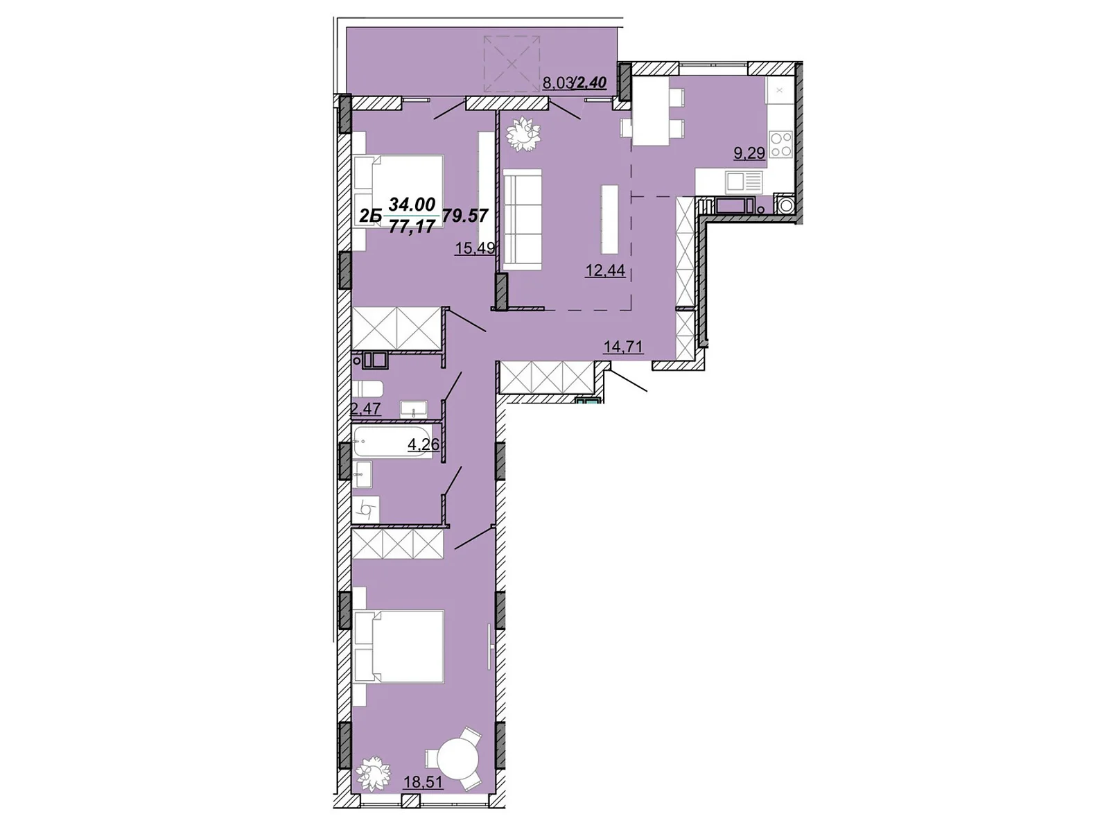 Продается 2-комнатная квартира 79.57 кв. м в Кременце, ул. Дубенская, 50 - фото 1