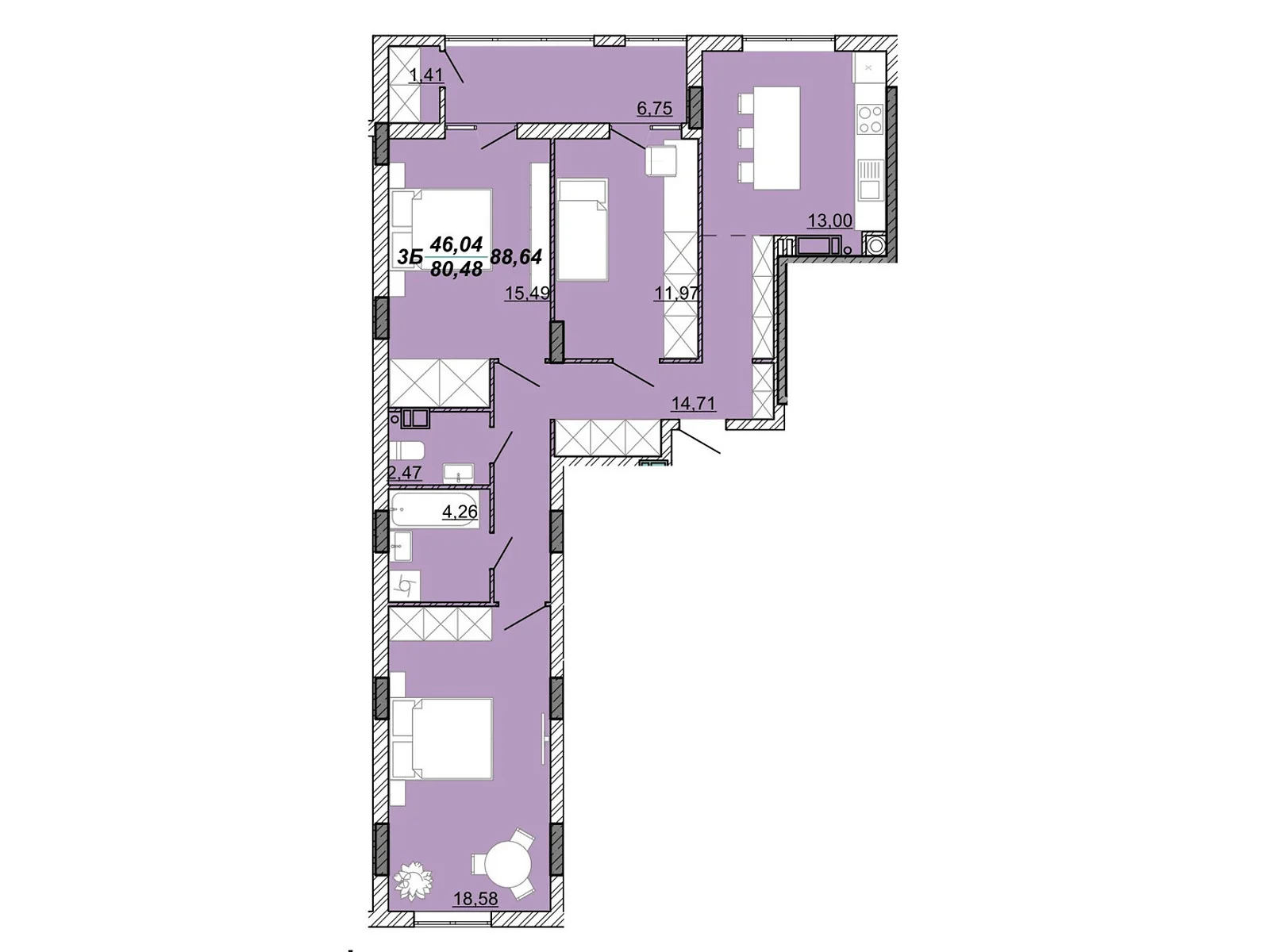 Продается 3-комнатная квартира 88.64 кв. м в Кременце, ул. Дубенская, 50 - фото 1