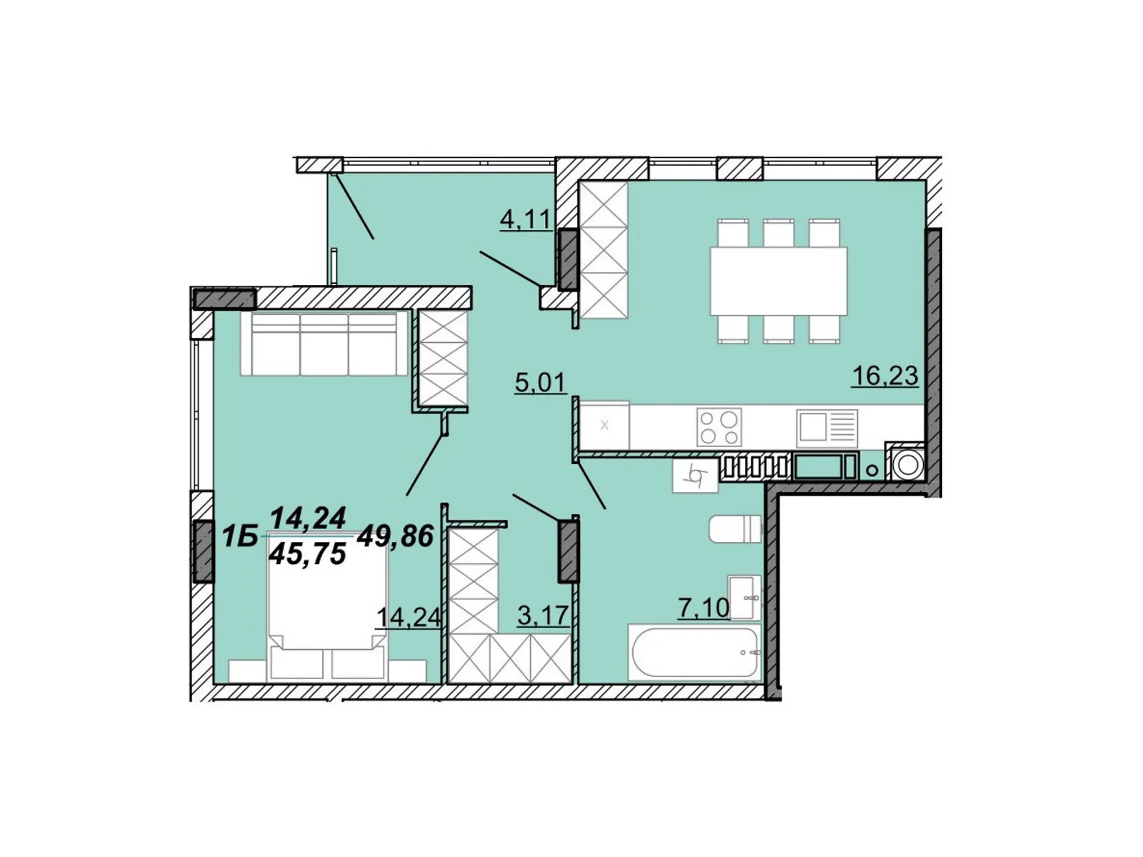 Продается 1-комнатная квартира 49.86 кв. м в Кременце, ул. Дубенская, 50 - фото 1