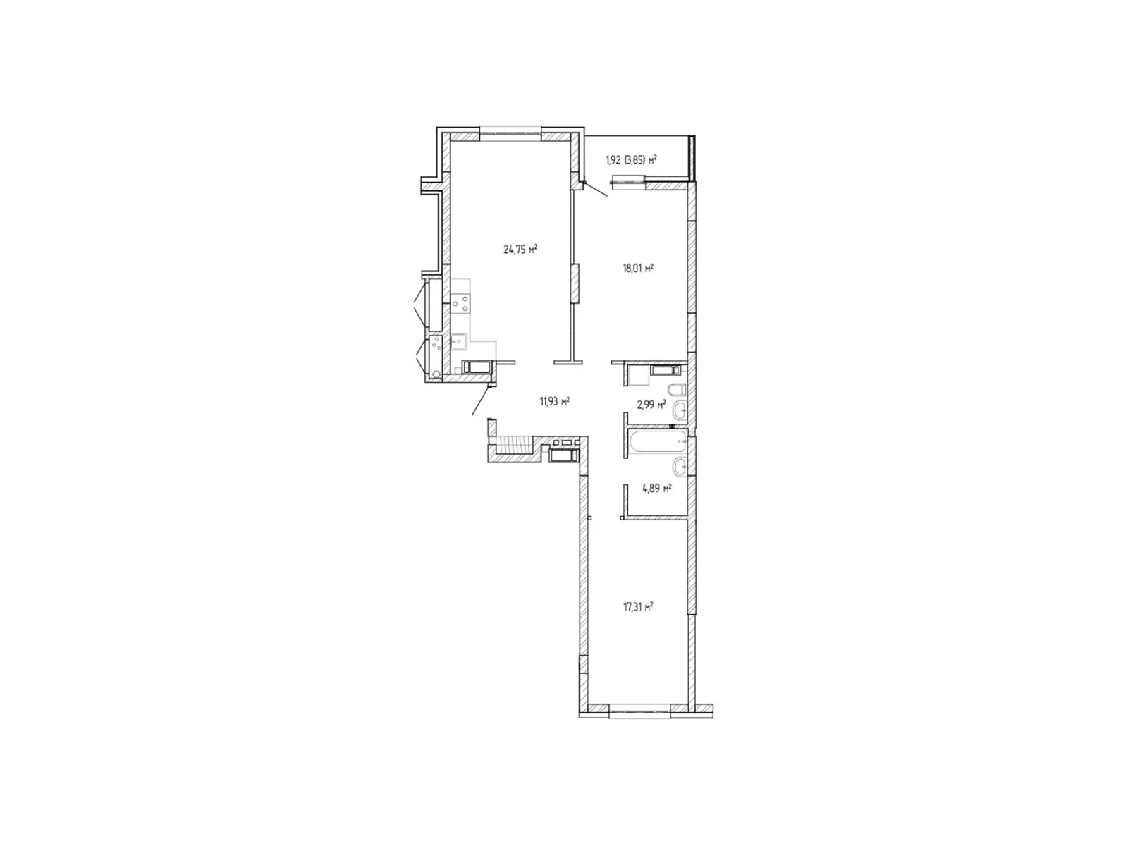 Продається 2-кімнатна квартира 81.8 кв. м у Броварах, цена: 71371 $