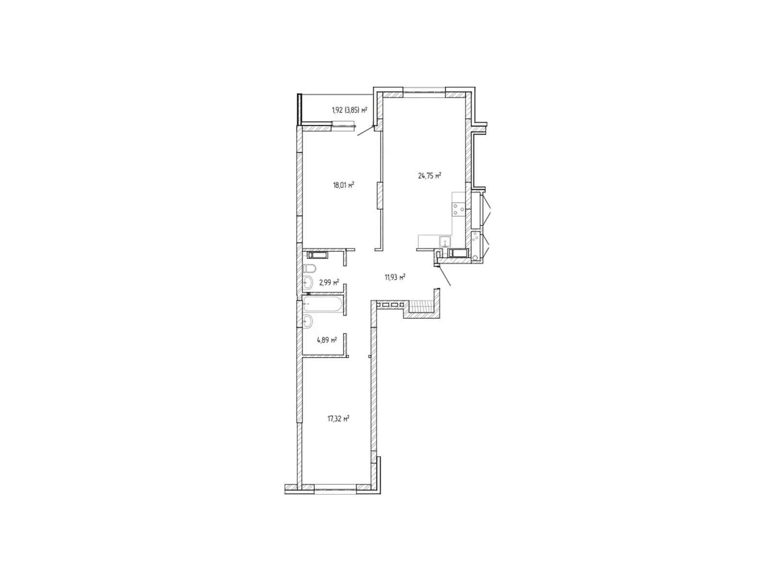 Продается 2-комнатная квартира 81.81 кв. м в Броварах, цена: 71379 $