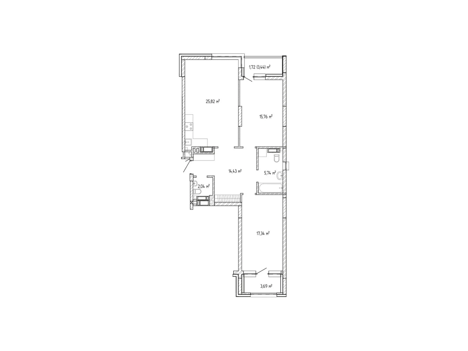 Продается 2-комнатная квартира 86.54 кв. м в Броварах, ул. Симоненко - фото 1