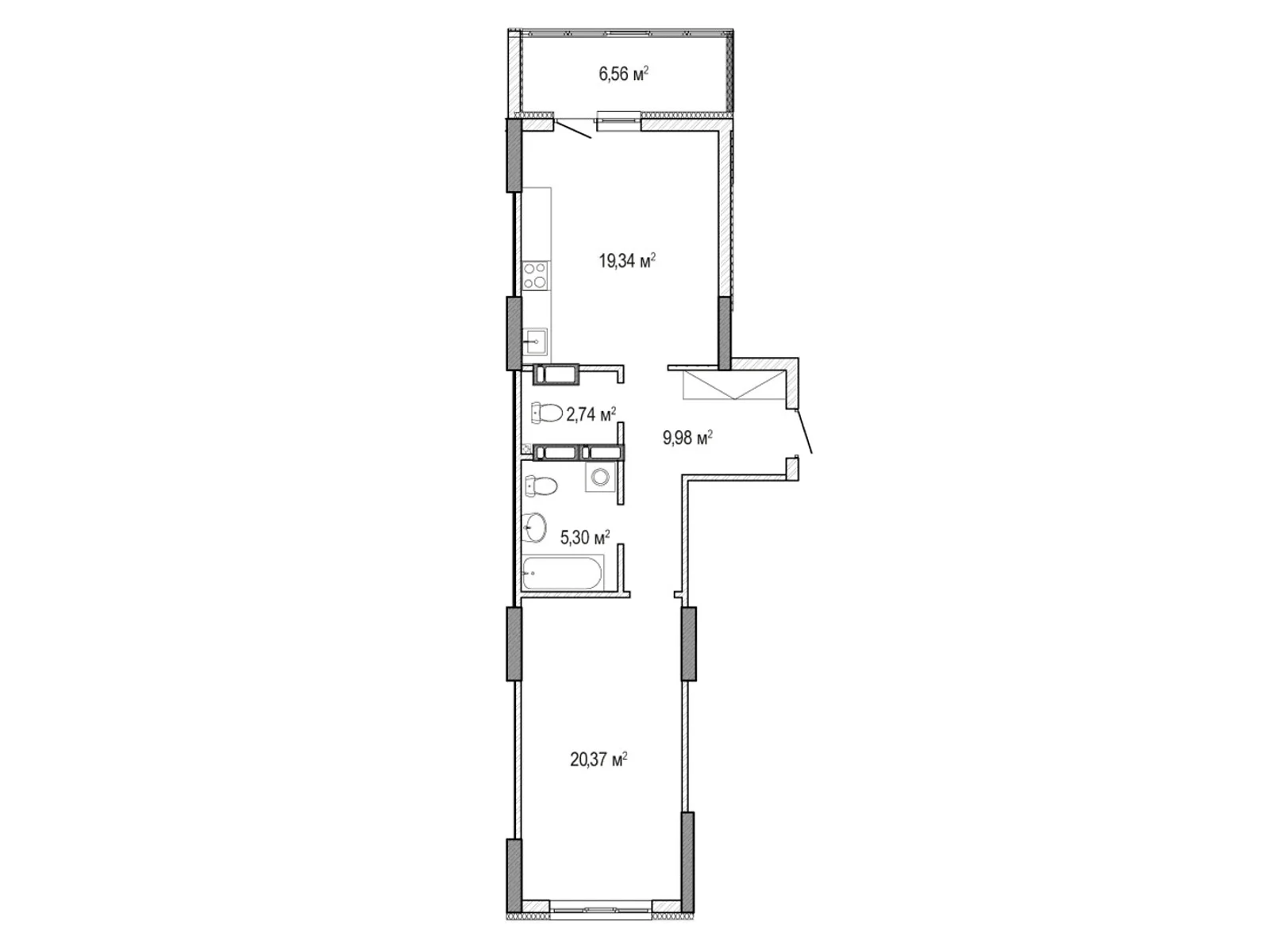 Продается 1-комнатная квартира 64.29 кв. м в Броварах, цена: 52075 $