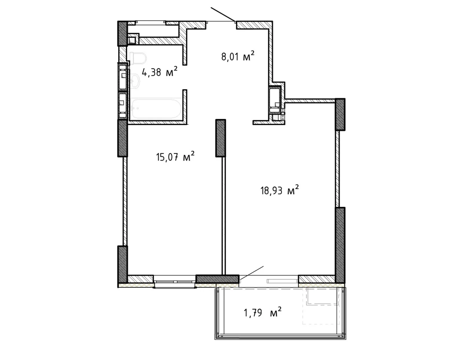 Продается 1-комнатная квартира 48.18 кв. м в Броварах, ул. Симоненко - фото 1