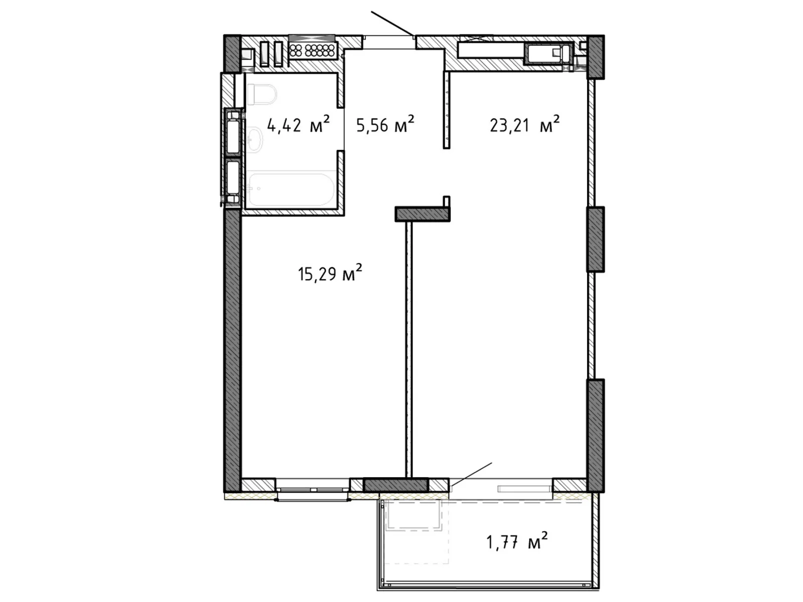 Продается 1-комнатная квартира 50.25 кв. м в Броварах, ул. Симоненко - фото 1