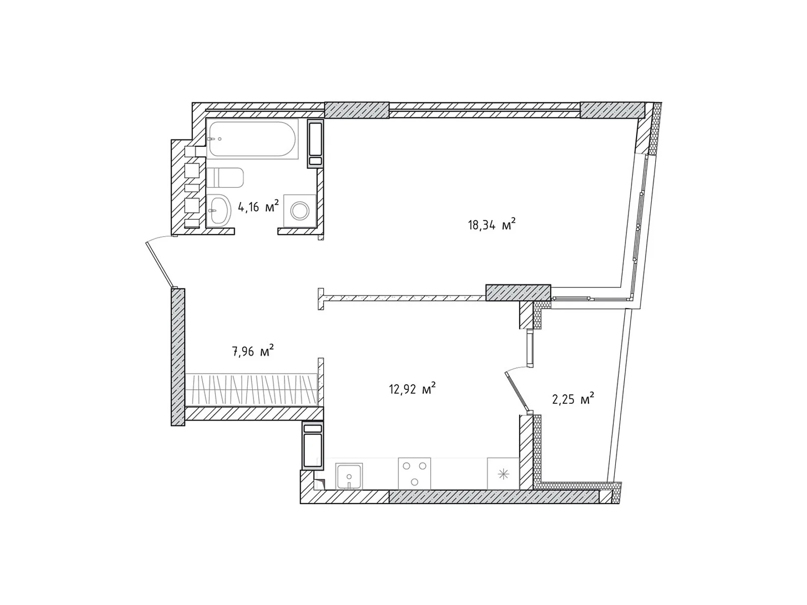 Продается 1-комнатная квартира 45.63 кв. м в Броварах, цена: 41067 $