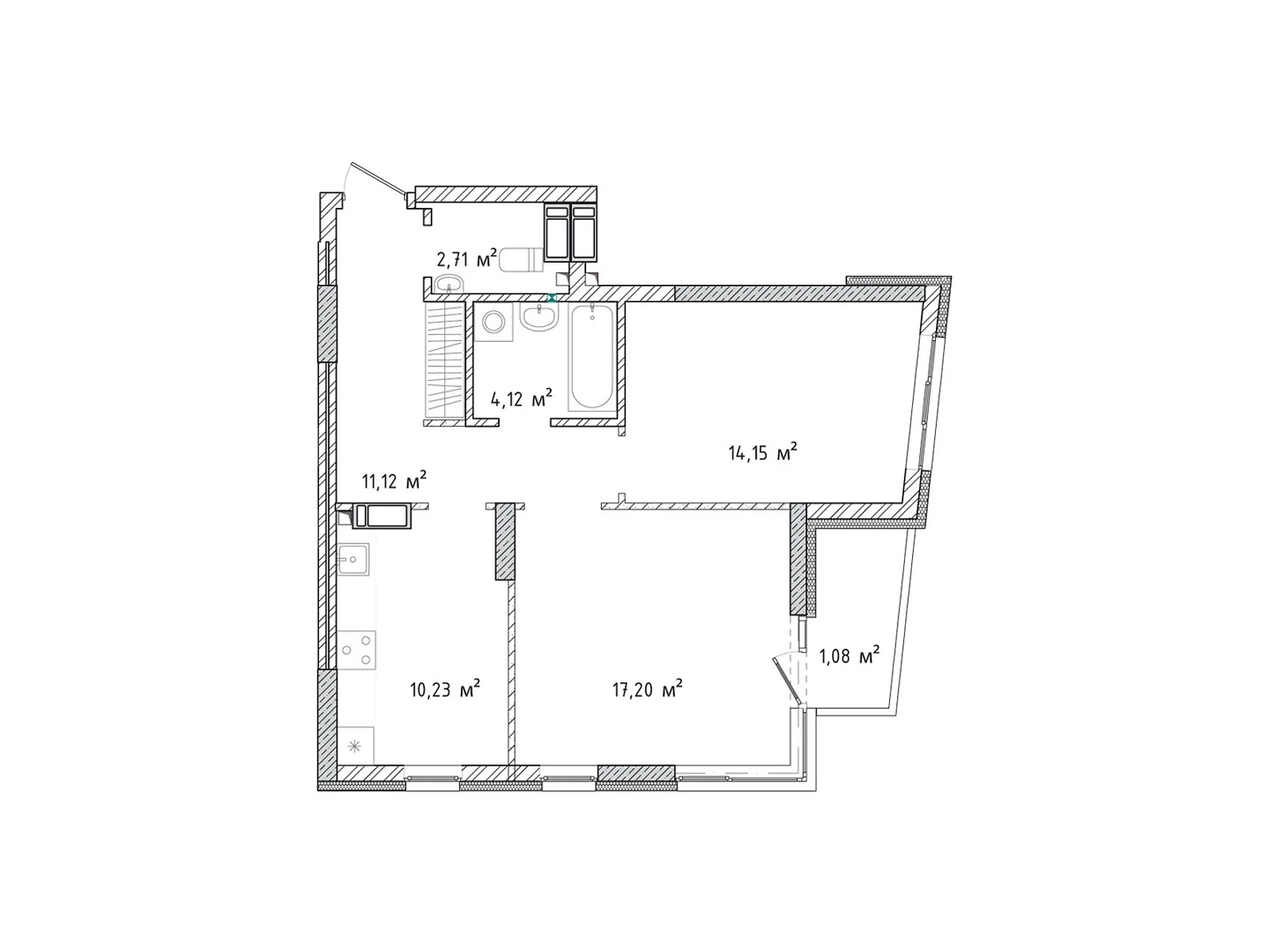 Продається 2-кімнатна квартира 60.61 кв. м у Броварах, цена: 54549 $