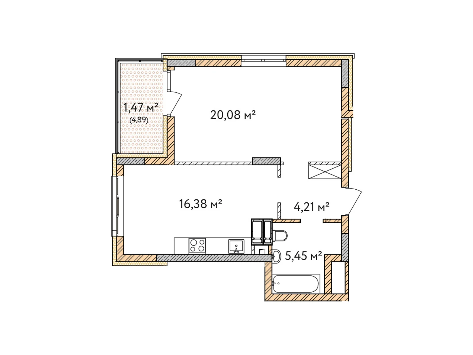 Продается 1-комнатная квартира 47.59 кв. м в Броварах, цена: 38443 $ - фото 1