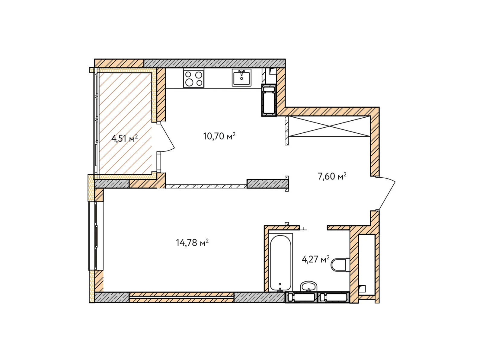 Продается 1-комнатная квартира 41.86 кв. м в Броварах, цена: 36360 $ - фото 1