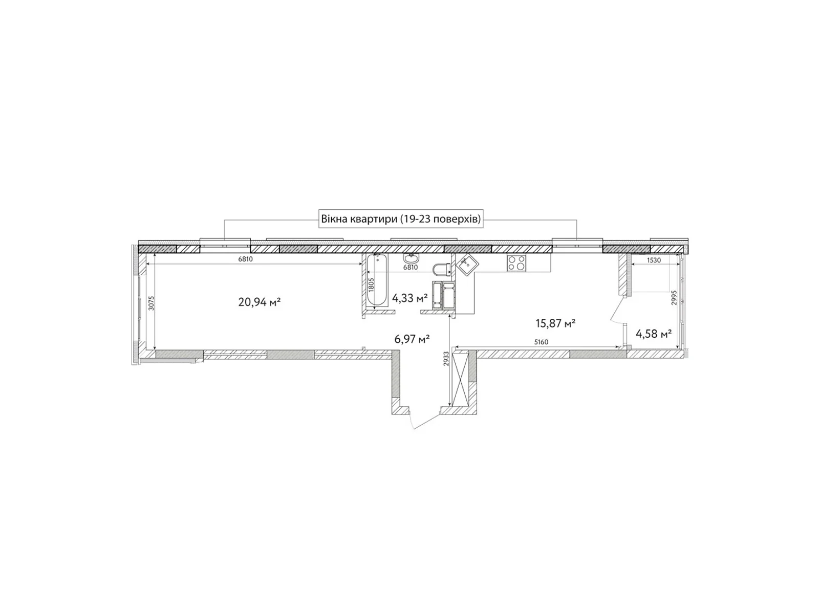 Продается 1-комнатная квартира 55.07 кв. м в Броварах, ул. Симоненко - фото 1