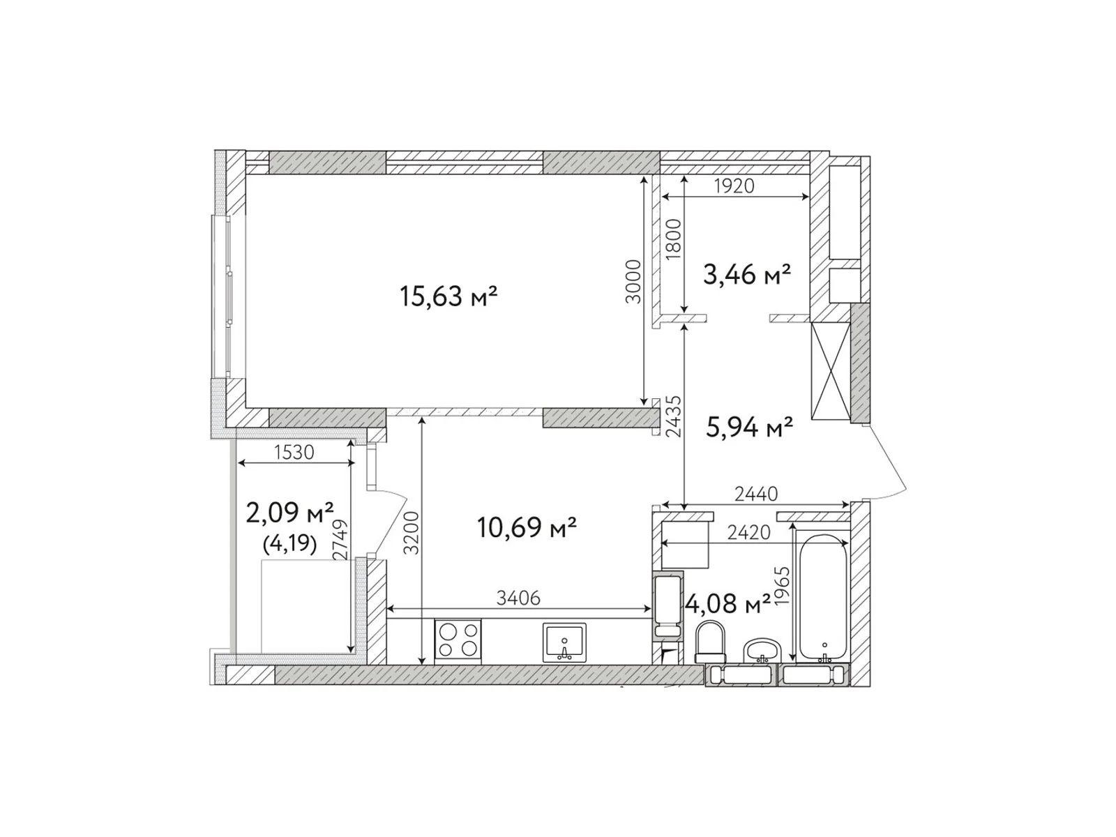 Продается 1-комнатная квартира 45.01 кв. м в Броварах, ул. Симоненко - фото 1