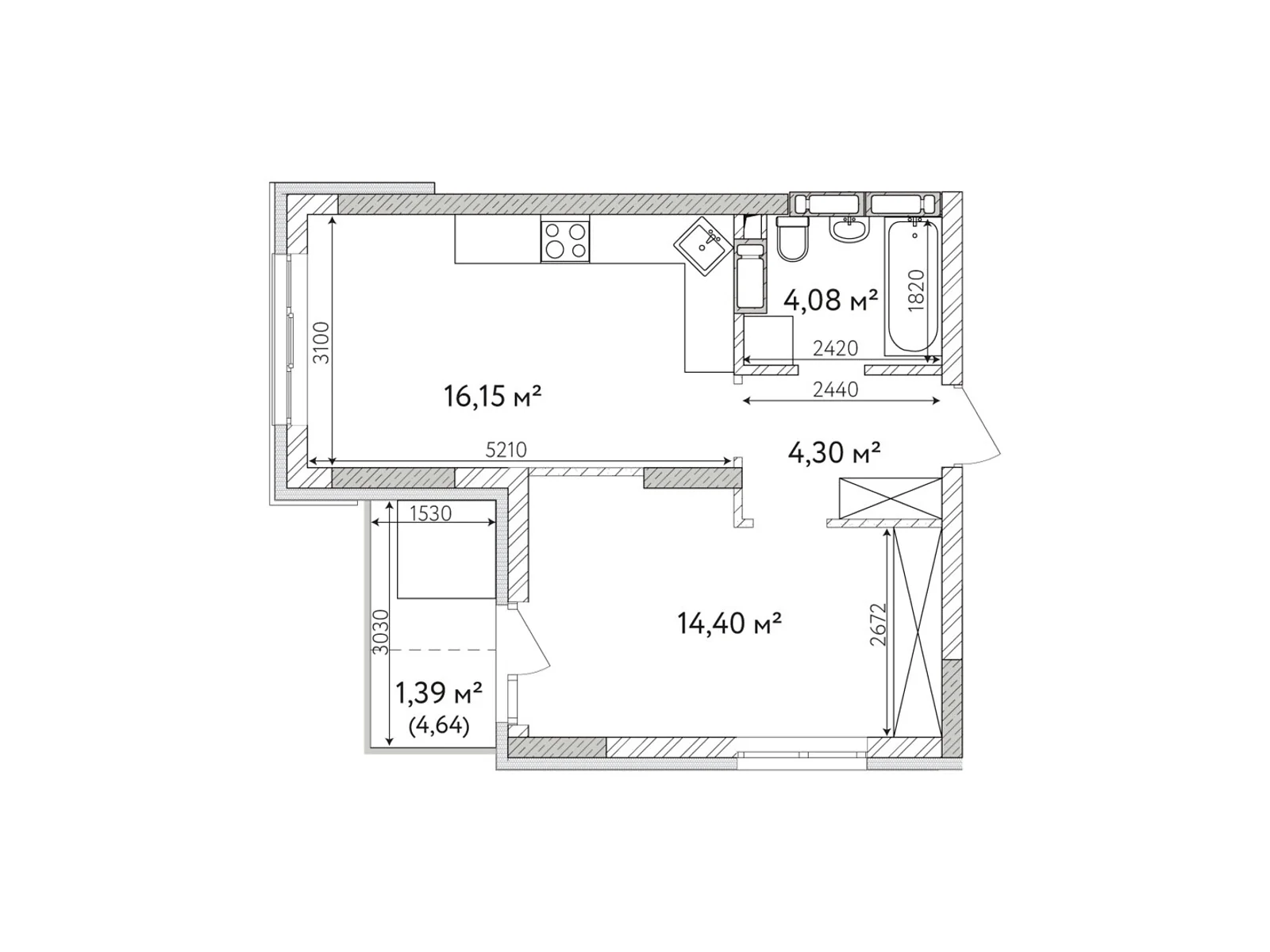 Продается 1-комнатная квартира 40.32 кв. м в Броварах, цена: 37592 $