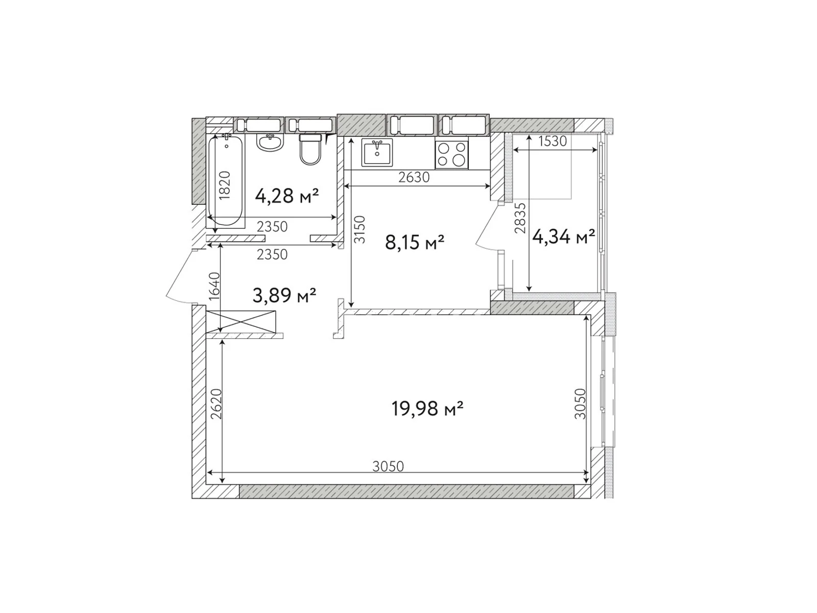 Продается 1-комнатная квартира 43.65 кв. м в Броварах, цена: 38521 $