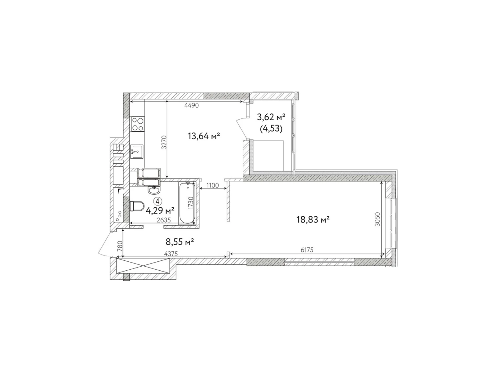 Продається 1-кімнатна квартира 50.36 кв. м у Броварах, цена: 39183 $