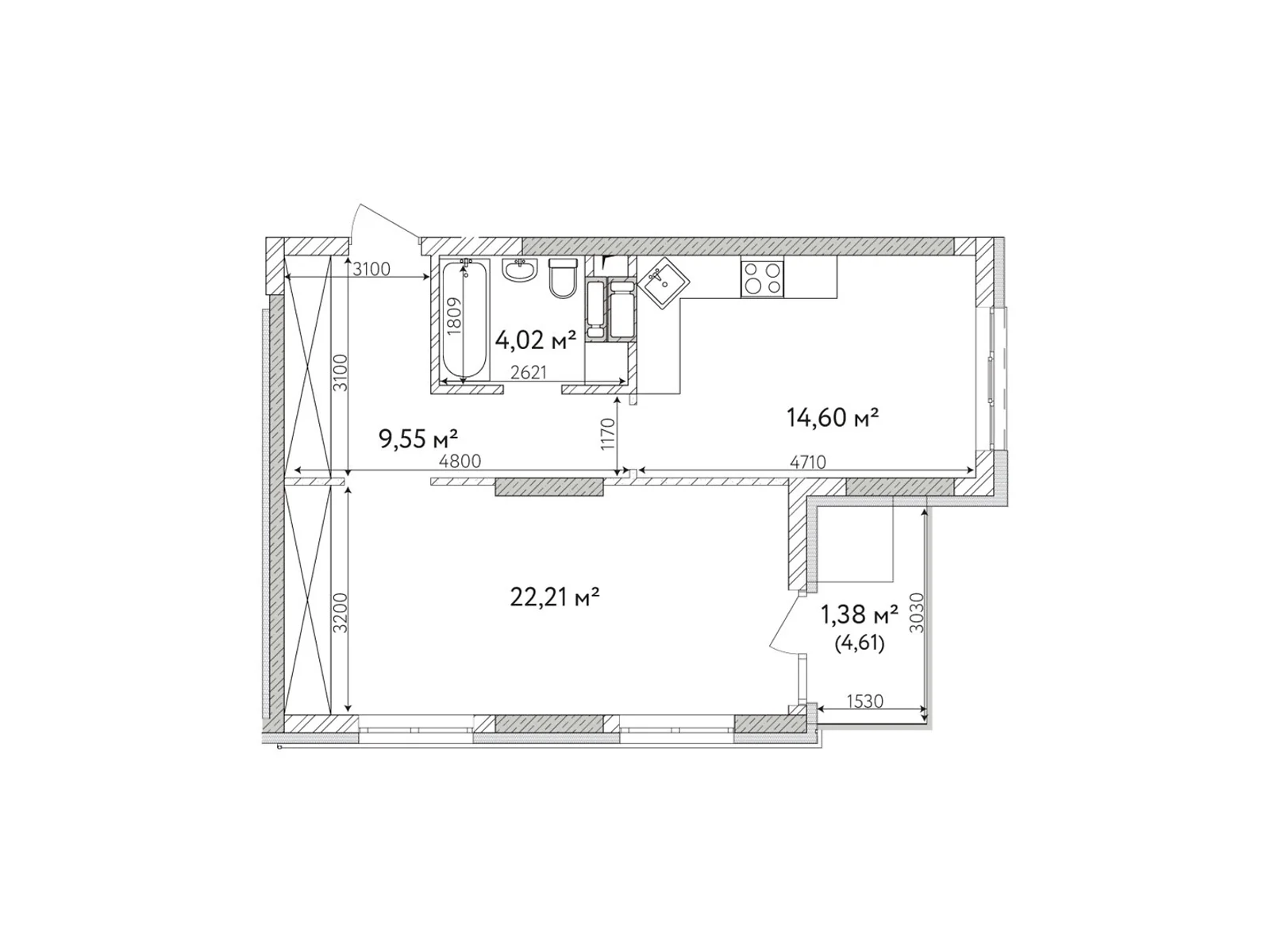 Продается 1-комнатная квартира 49.81 кв. м в Броварах, цена: 43514 $