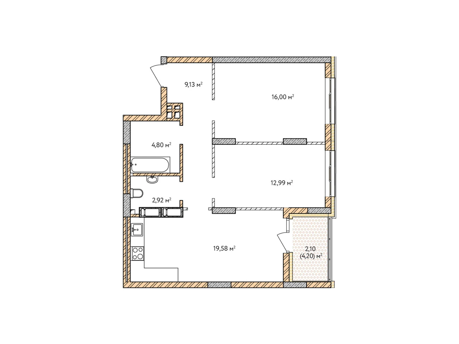 Продается 2-комнатная квартира 67.52 кв. м в Броварах, цена: 52406 $ - фото 1