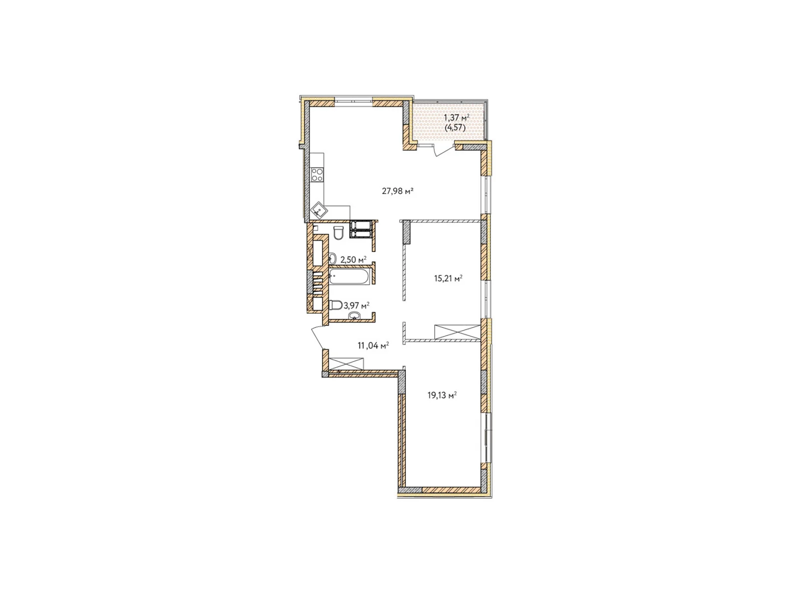 Продается 2-комнатная квартира 81.2 кв. м в Броварах, ул. Симоненко - фото 1