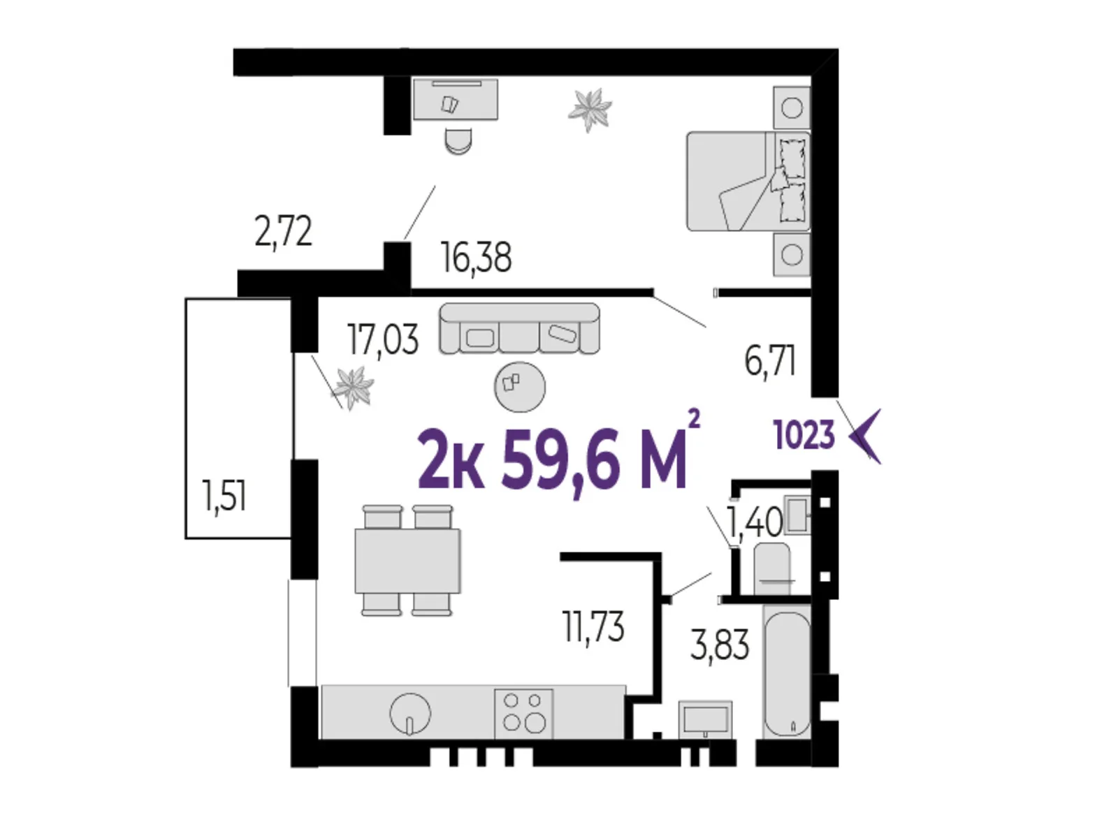Продается 2-комнатная квартира 59.6 кв. м в Криховцы, ул. 24-го Августа - фото 1