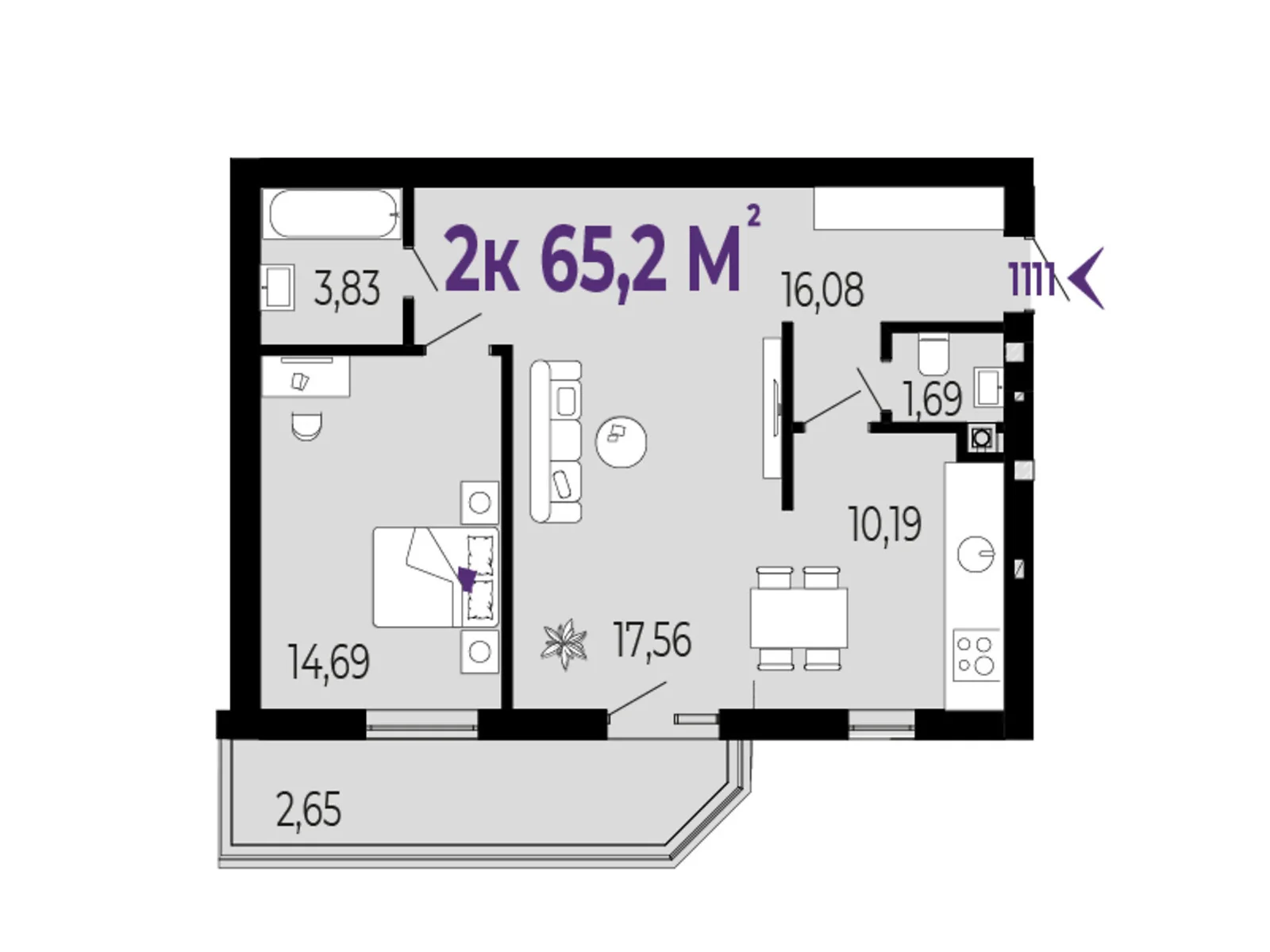 Продается 2-комнатная квартира 65.2 кв. м в Криховцы, цена: 49552 $