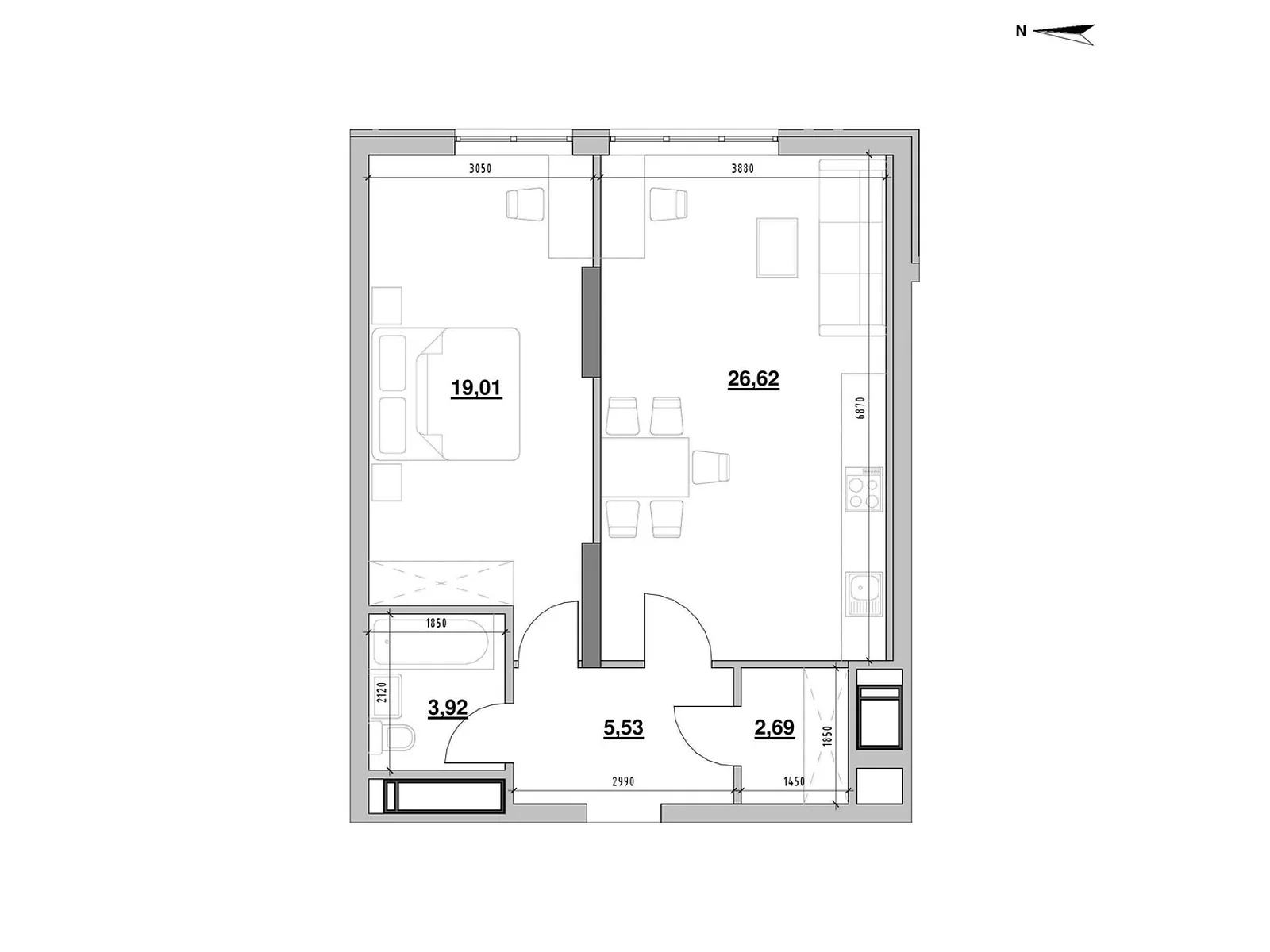 Продается 1-комнатная квартира 57.77 кв. м в Киеве, Железнодорожное шоссе - фото 1