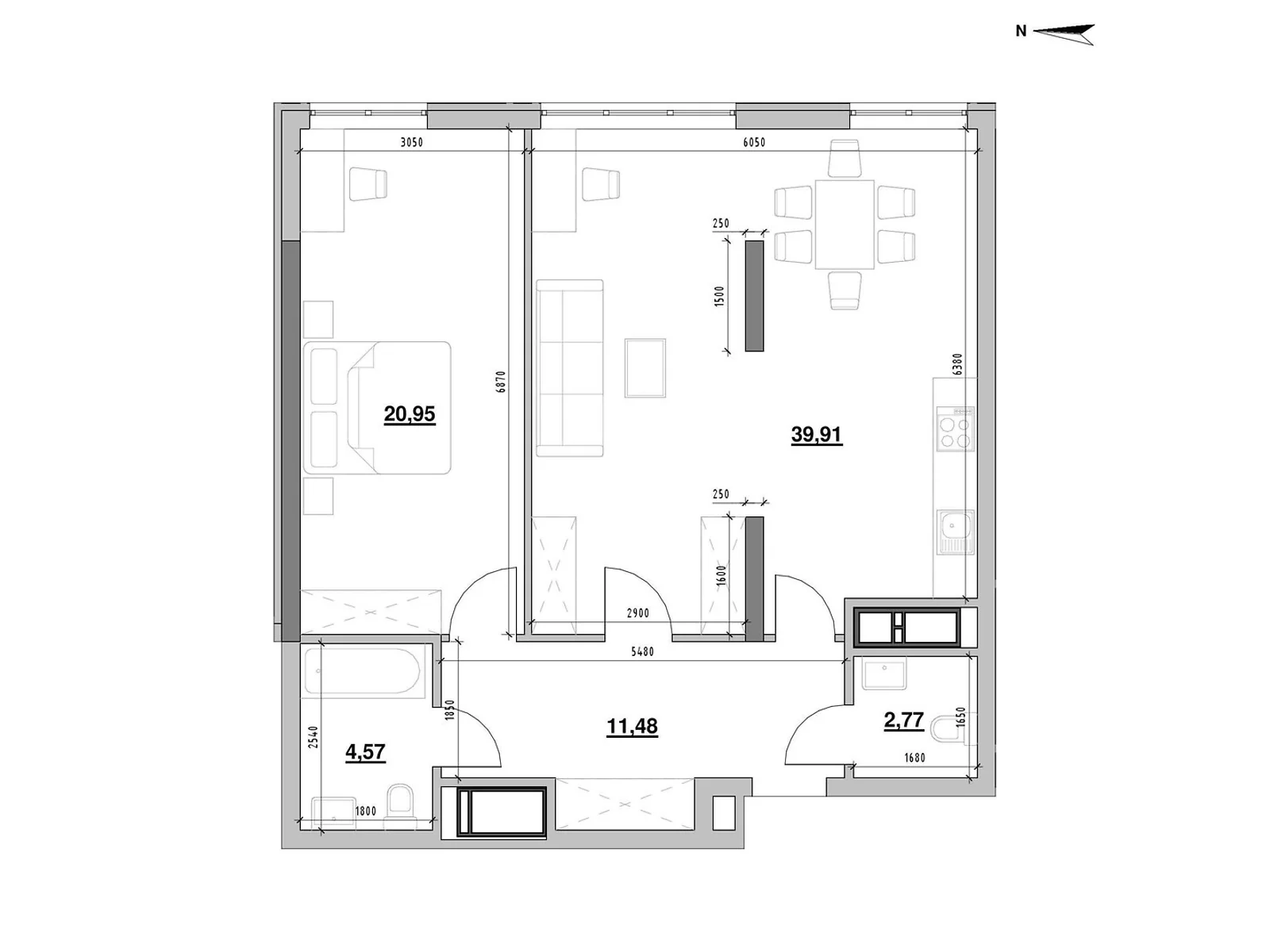 Продается 1-комнатная квартира 79.68 кв. м в Киеве, Железнодорожное шоссе - фото 1