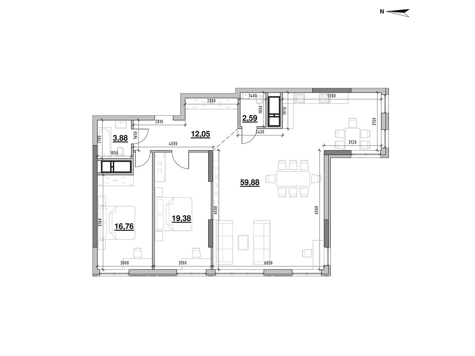 Продается 2-комнатная квартира 114.54 кв. м в Киеве, Железнодорожное шоссе