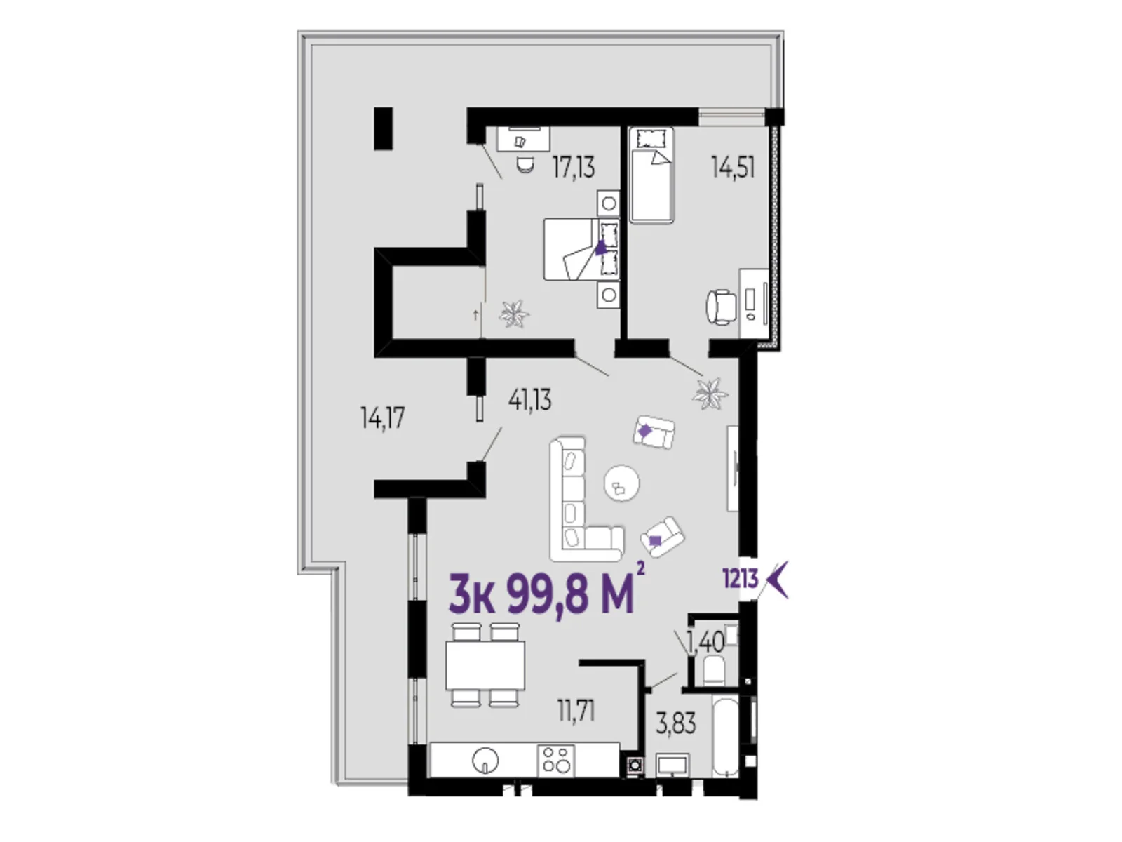 Продается 3-комнатная квартира 99.8 кв. м в Криховцы, ул. 24-го Августа - фото 1